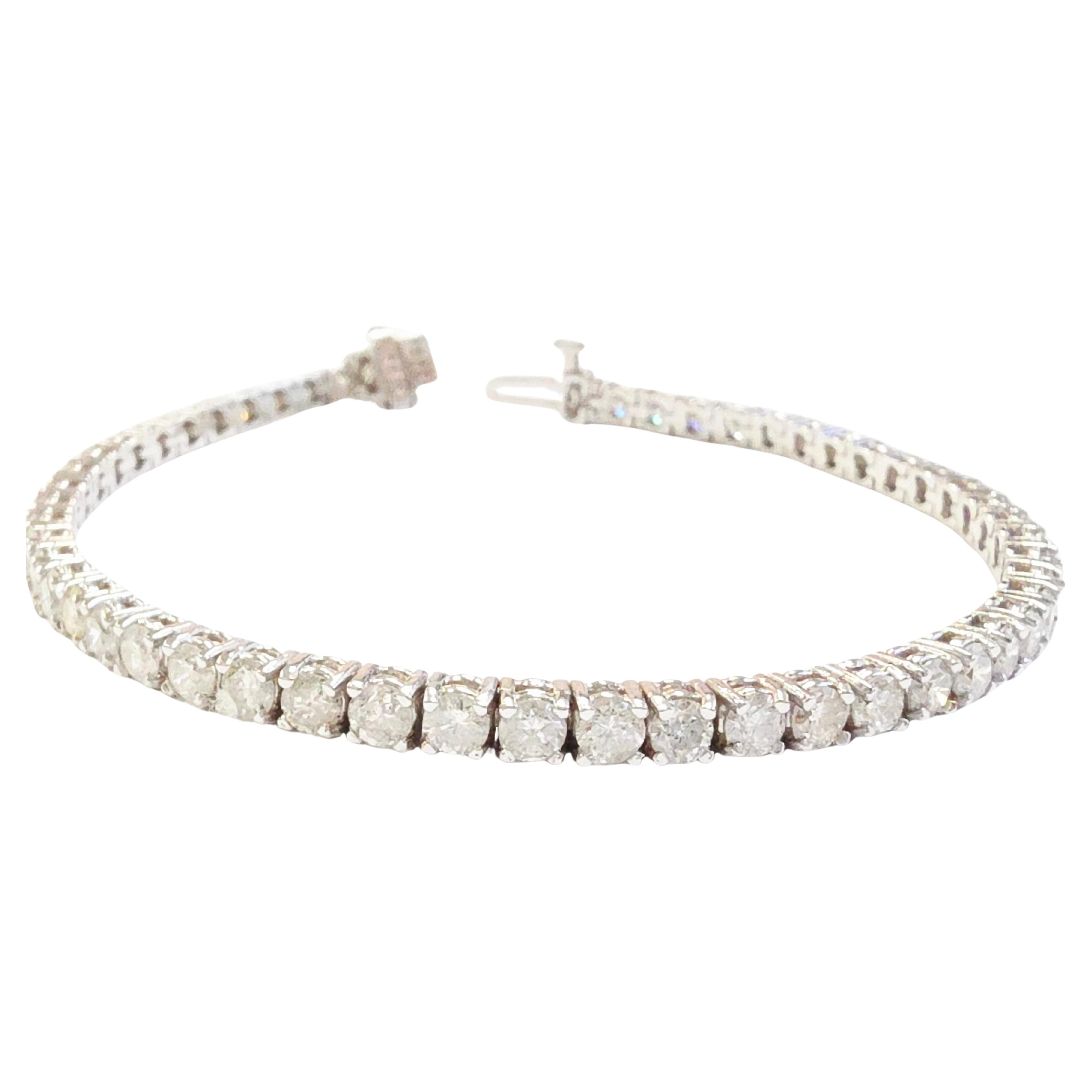 Pulsera de tenis de diamantes naturales de 6,50 quilates y oro blanco de 14 quilates