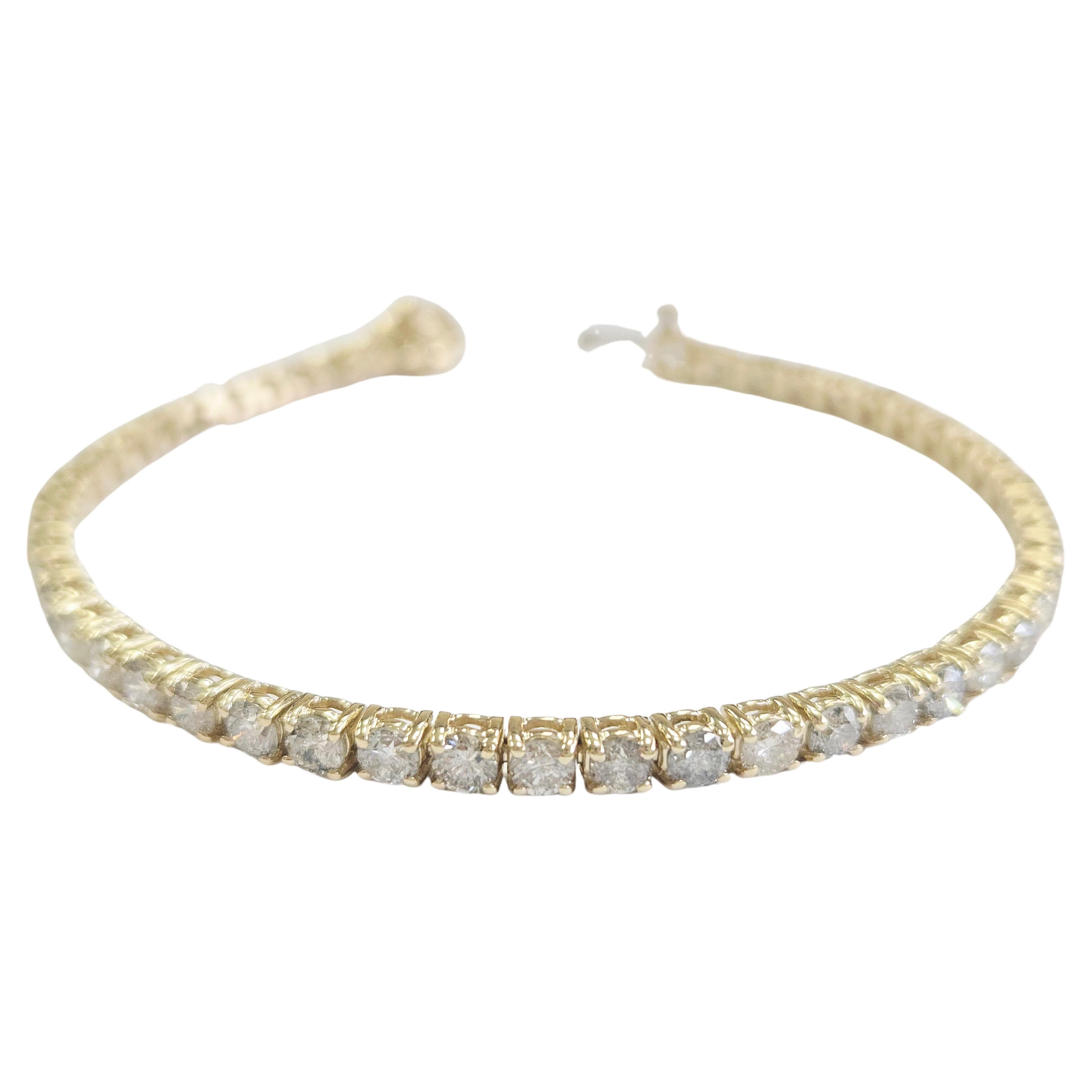 Bracelet tennis en or jaune 14 carats avec diamants naturels de 6,50 carats
