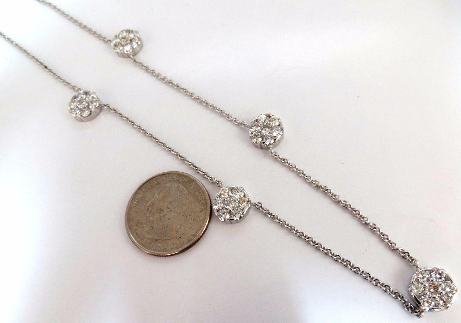 Collier à cinq grappes de diamants naturels de 6,50 carats en forme de fleur en or 14 carats Neuf - En vente à New York, NY