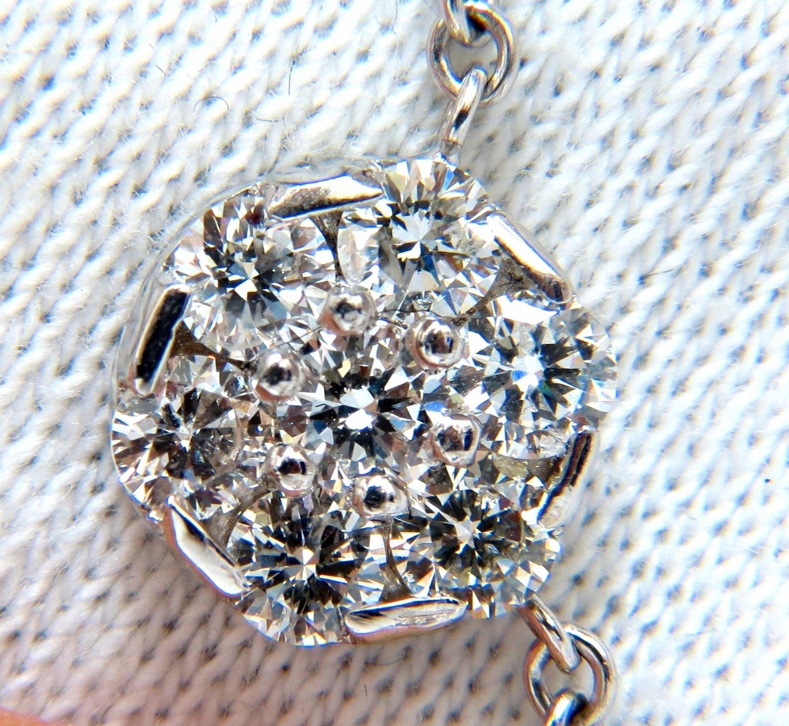 Collier à cinq grappes de diamants naturels de 6,50 carats en forme de fleur en or 14 carats Unisexe en vente
