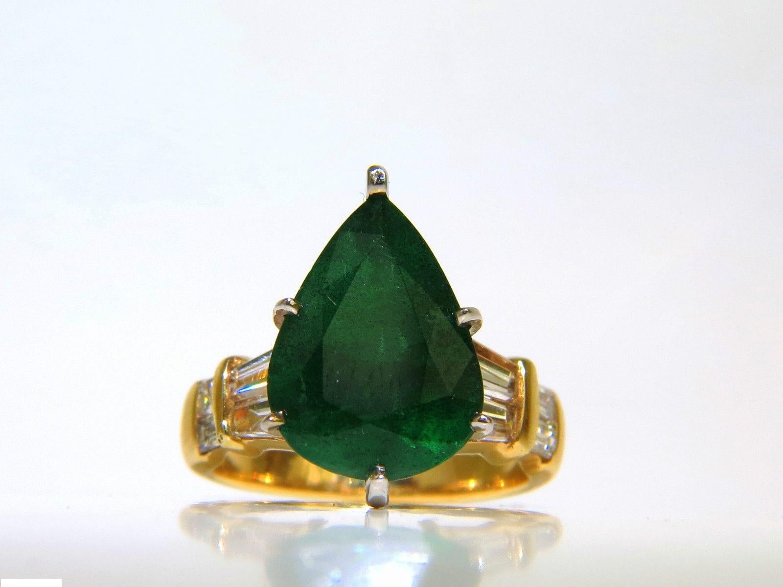 Women's or Men's 6.50 Carat Natural Emerald Diamond Ring 14 Karat