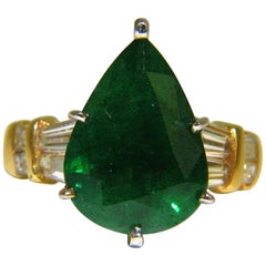 6.50 Carat Natural Emerald Diamond Ring 14 Karat