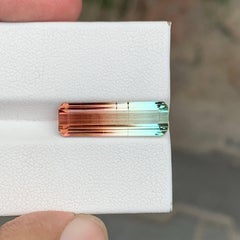 6.50 Carat Natural Loose Bicolor Tourmaline Stone Emerald Cut Afghan Gemstone