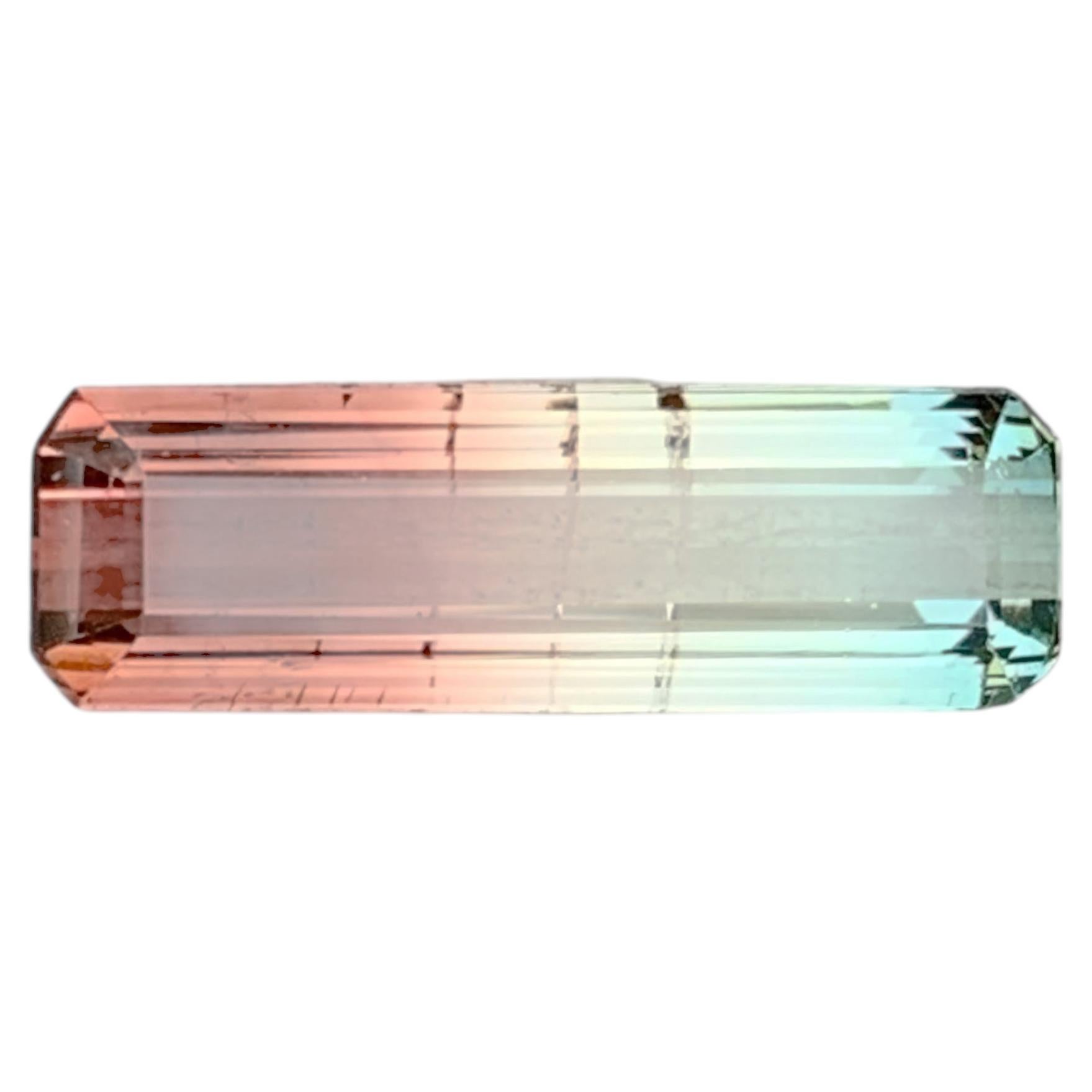 6.50 Carat Natural Loose Bicolor Tourmaline Stone Emerald Cut Afghan Gemstone