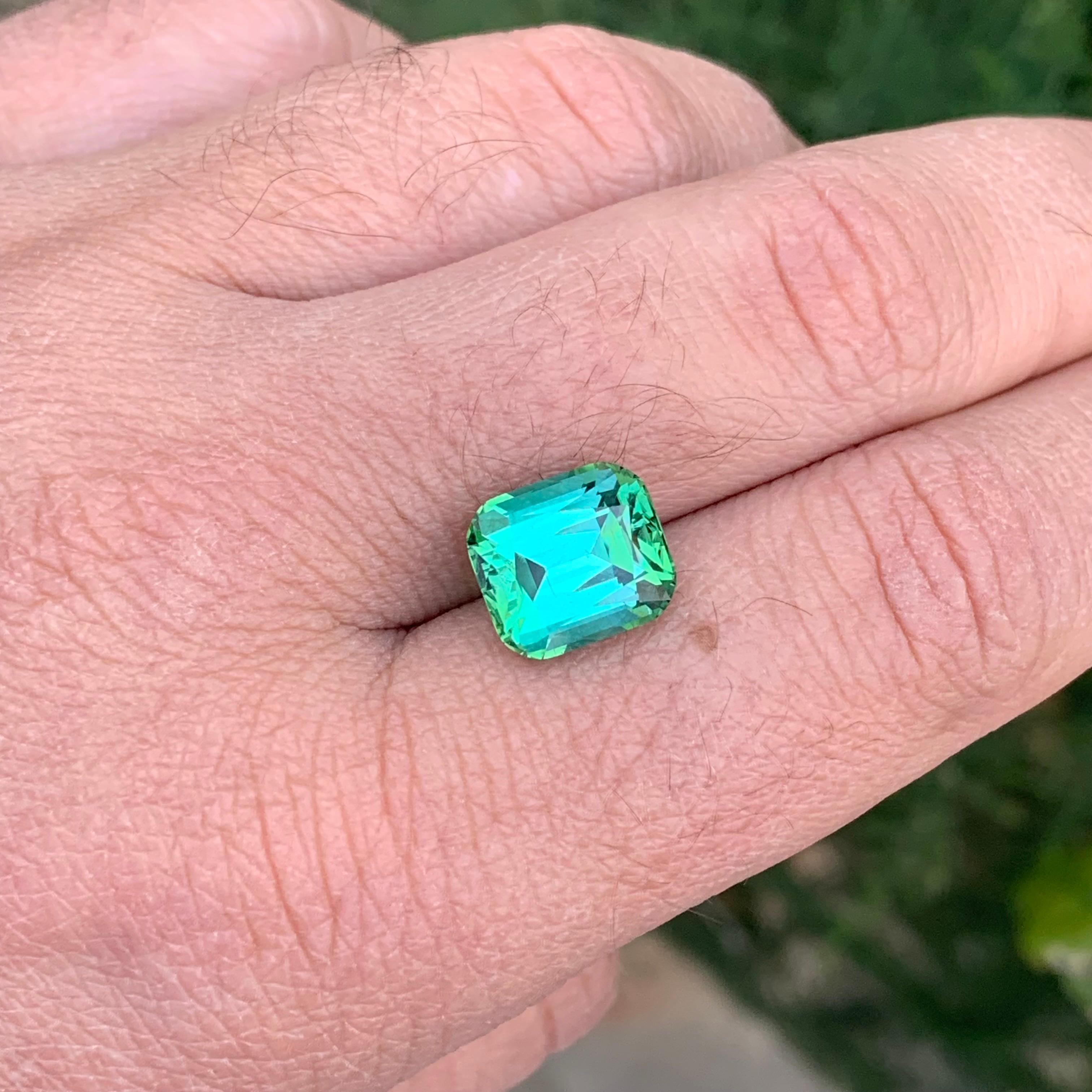 6.50 Carat Natural Loose Green Tourmaline Cushion Shape Gemstone (Tourmaline verte en forme de coussin) en vente 7