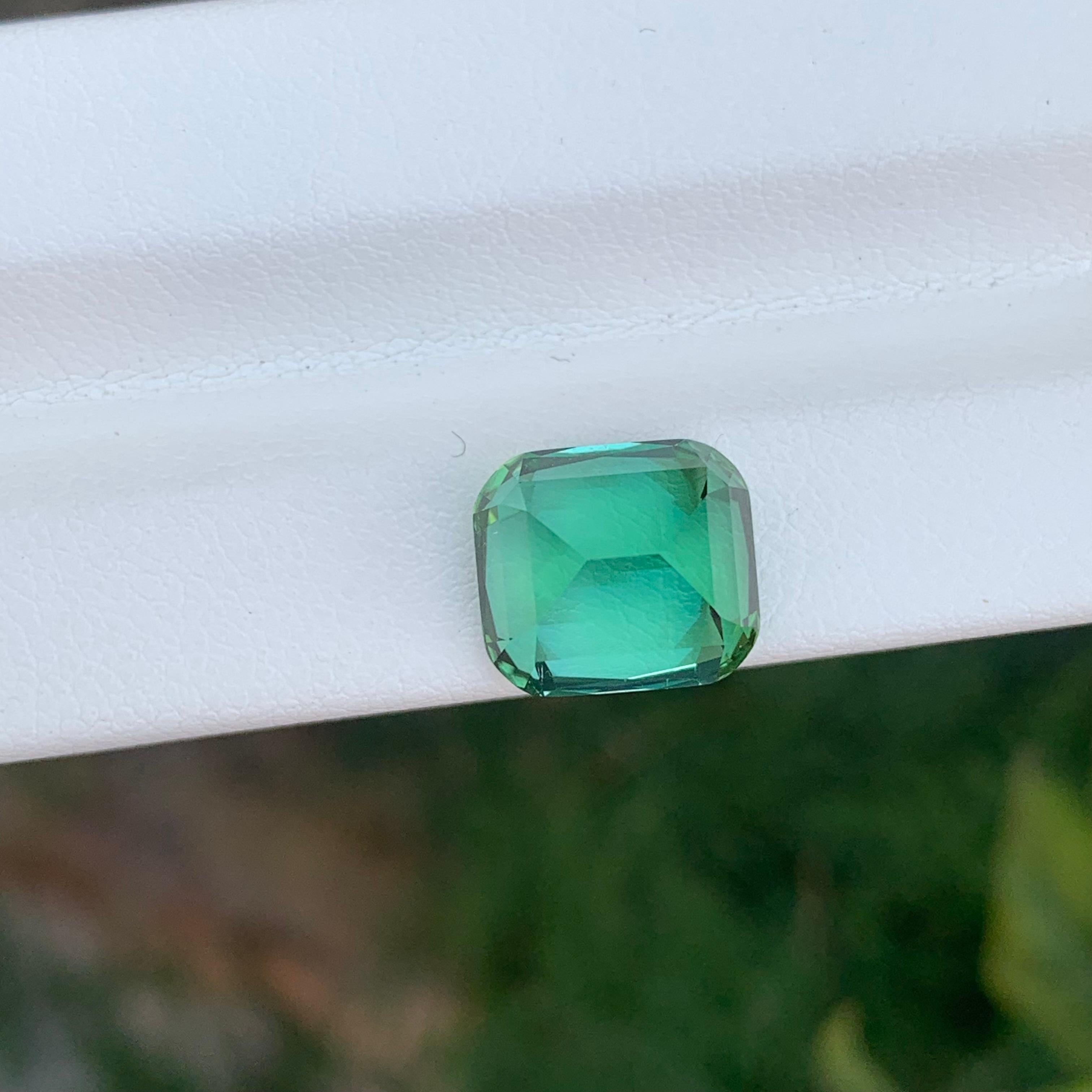 6.50 Carat Natural Loose Green Tourmaline Cushion Shape Gemstone (Tourmaline verte en forme de coussin) en vente 1