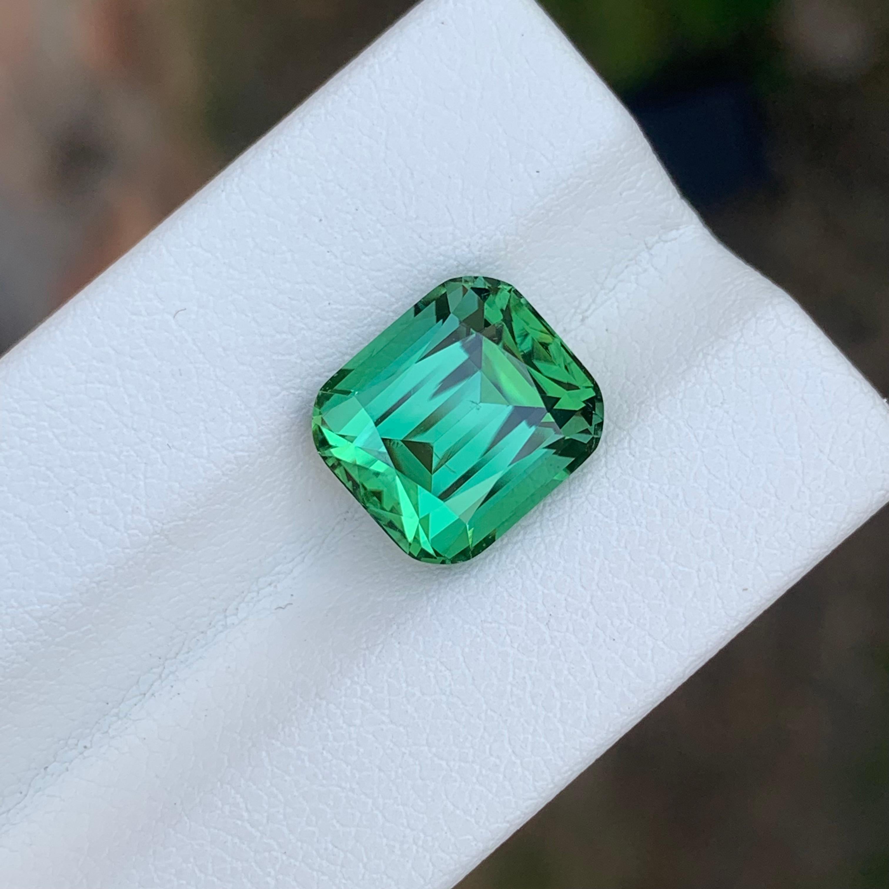 6.50 Carat Natural Loose Green Tourmaline Cushion Shape Gemstone (Tourmaline verte en forme de coussin) en vente 2