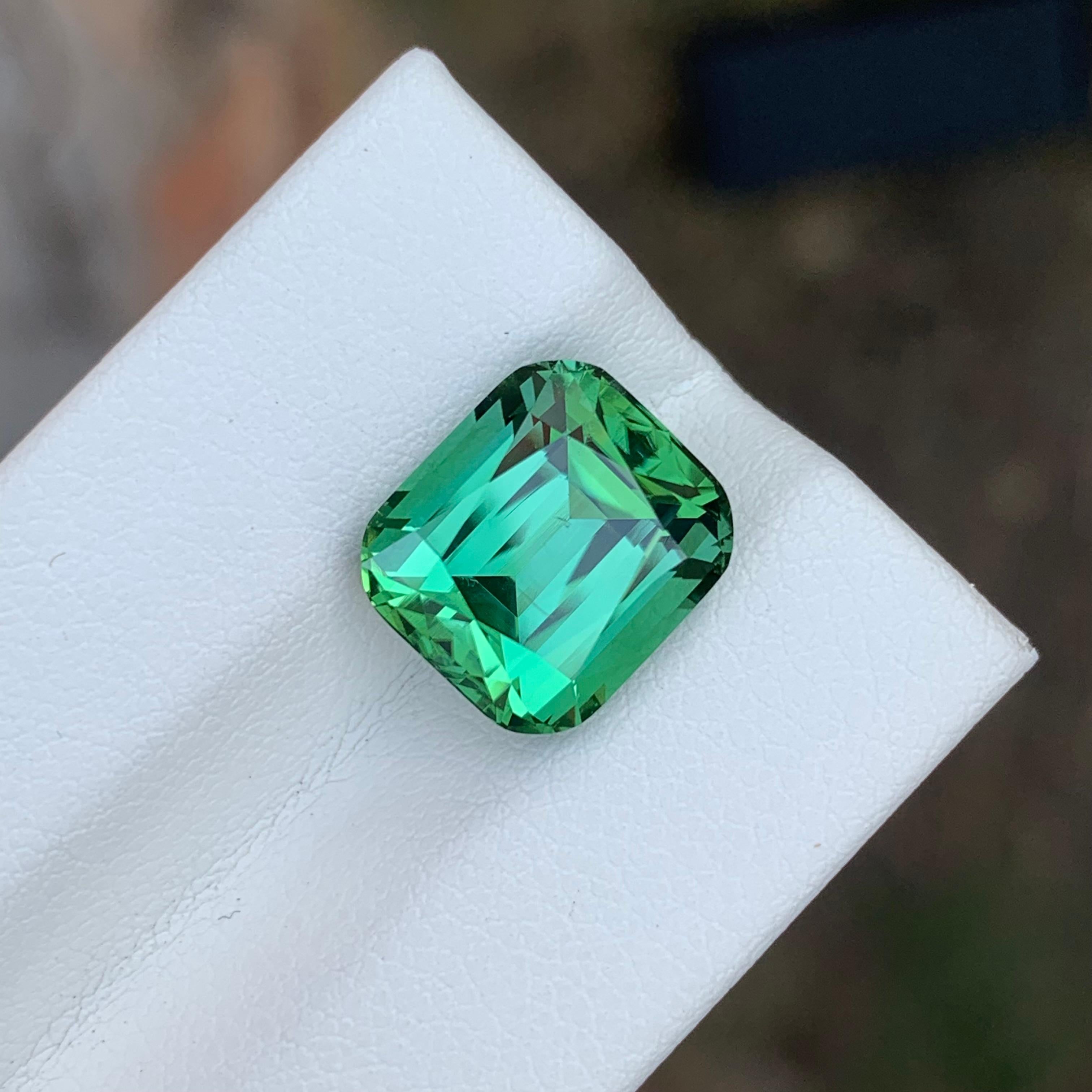 6.50 Carat Natural Loose Green Tourmaline Cushion Shape Gemstone (Tourmaline verte en forme de coussin) en vente 3