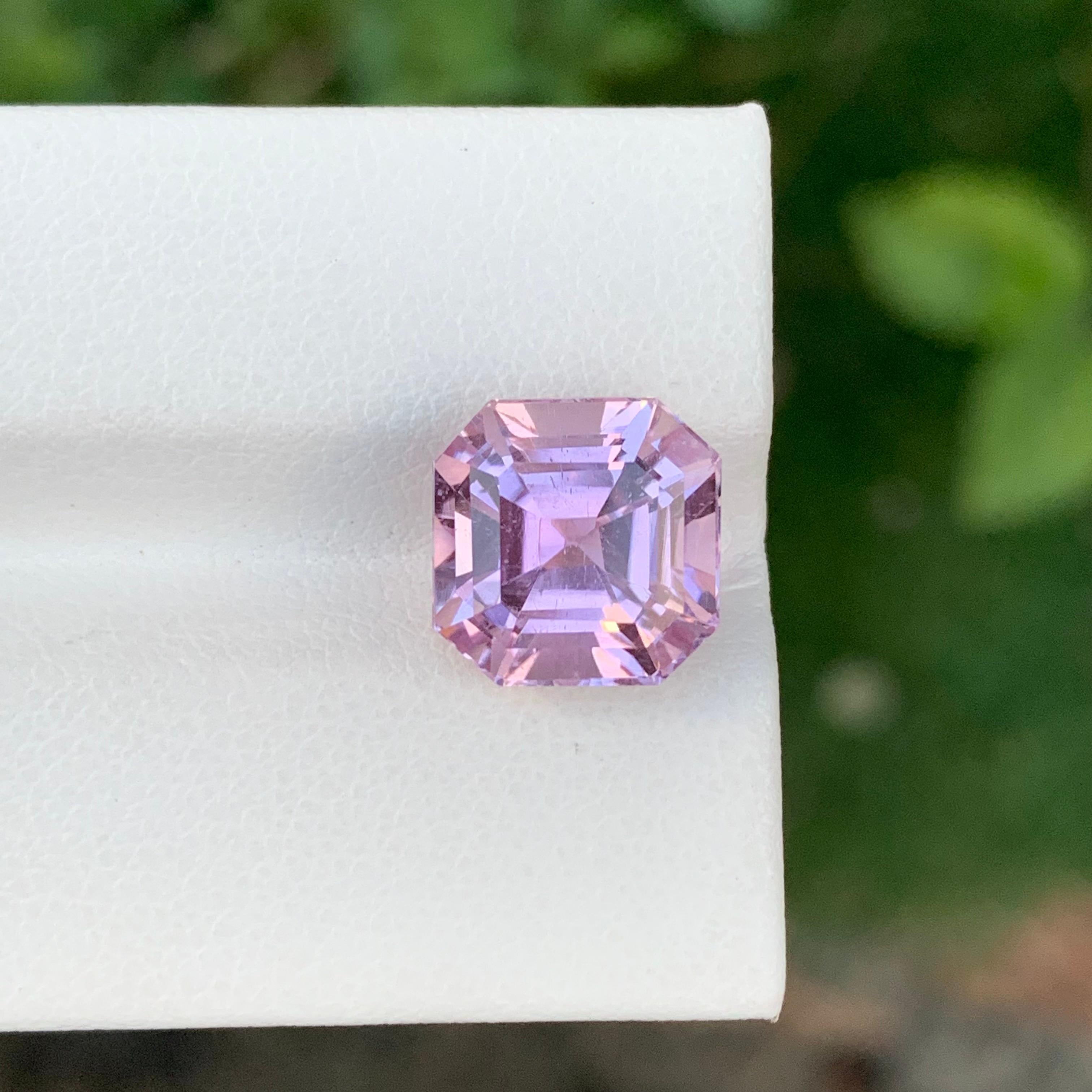 6.50 Carat Natural Loose Pink Kunzite Asscher Cut Gem For Jewellery Making In New Condition For Sale In Peshawar, PK