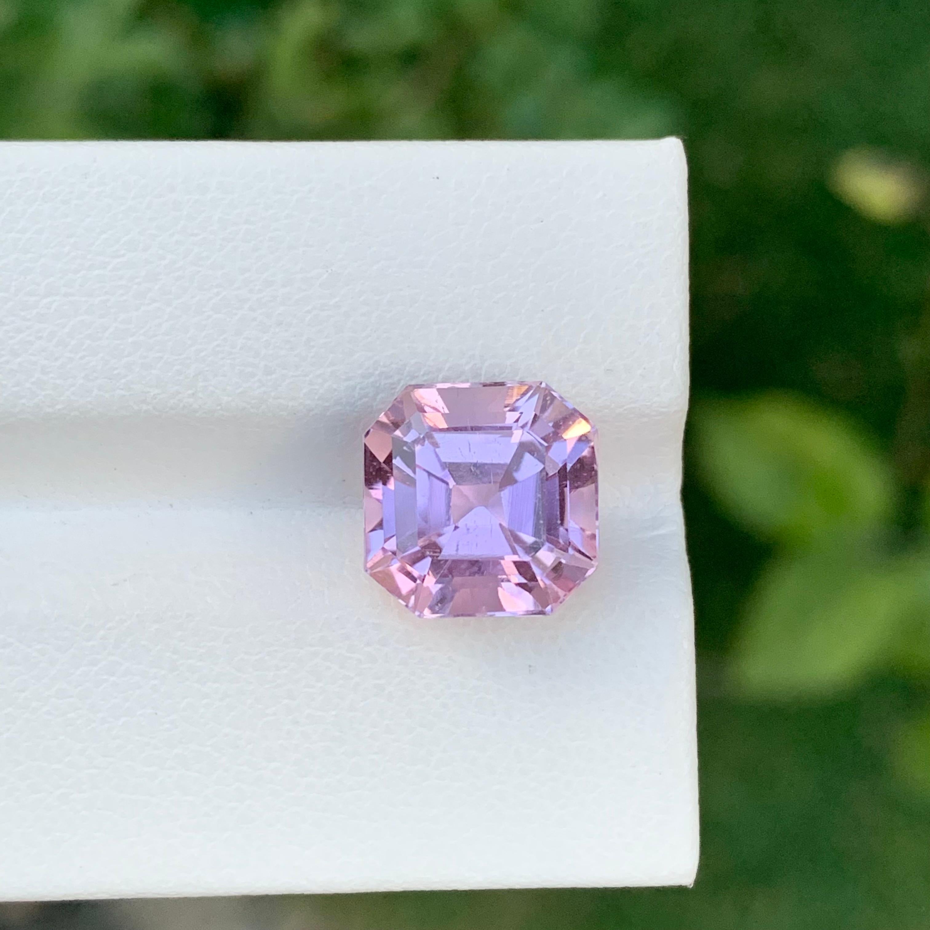 6.50 Carat Natural Loose Pink Kunzite Asscher Cut Gem For Jewellery Making  For Sale 1