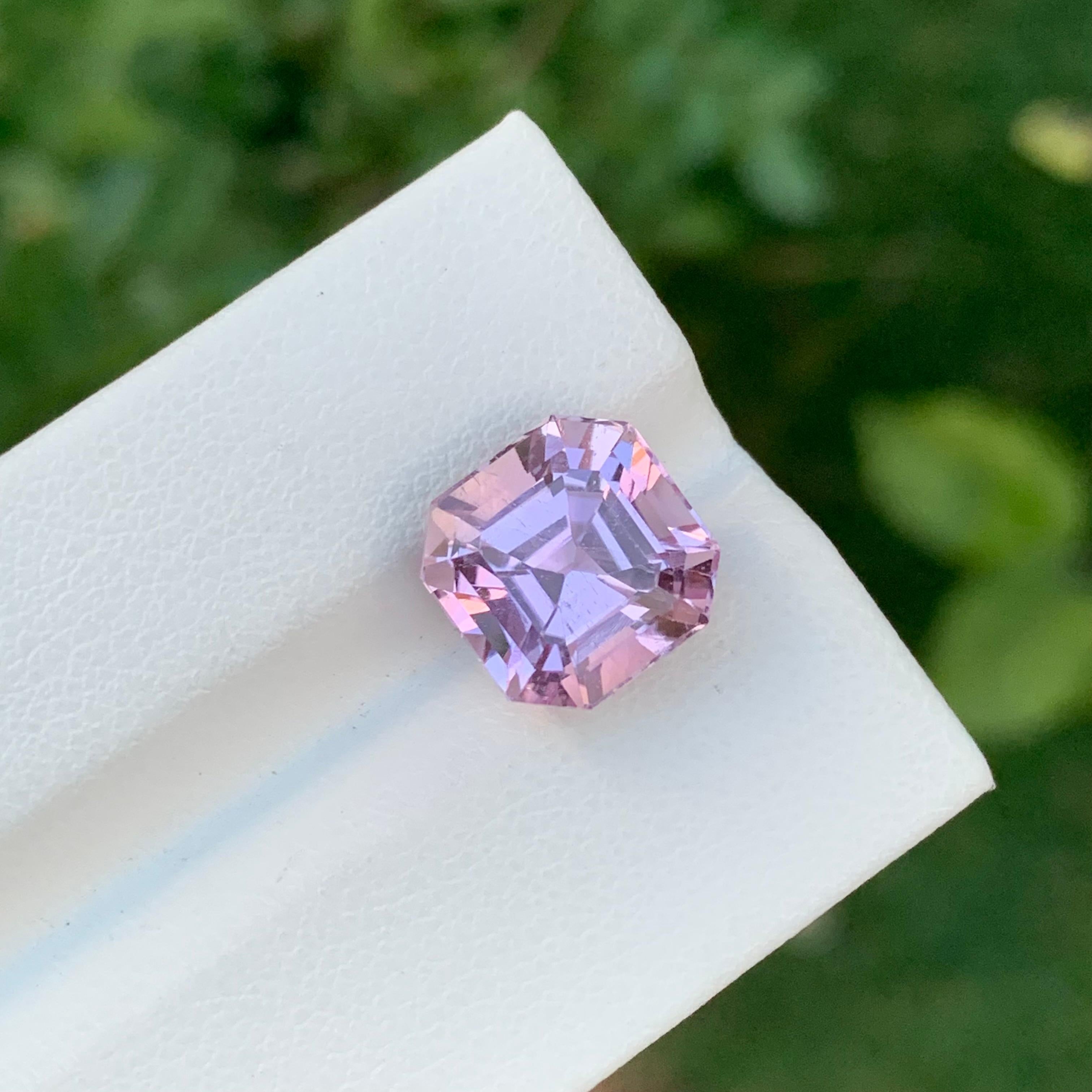 6.50 Carat Natural Loose Pink Kunzite Asscher Cut Gem For Jewellery Making For Sale 2