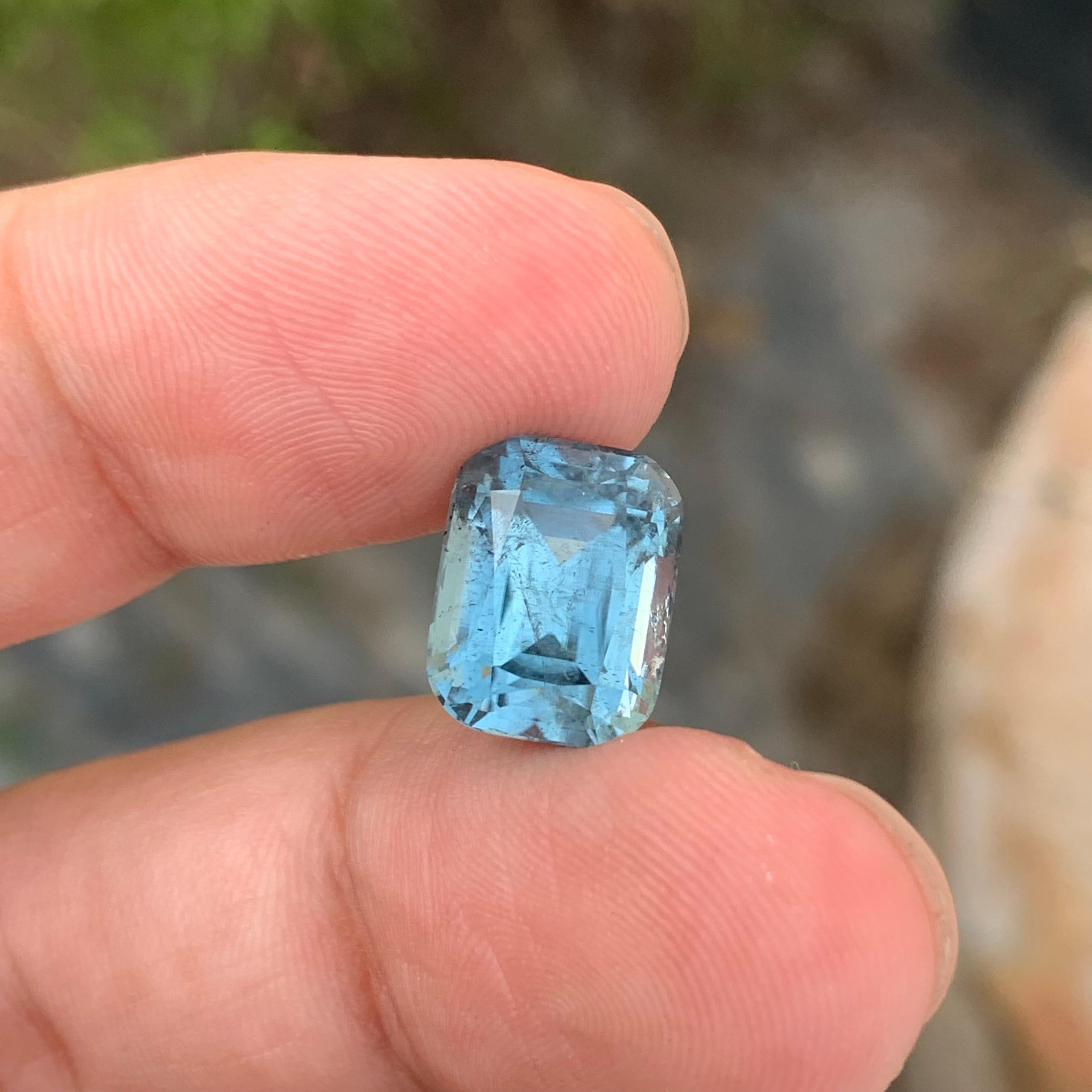 Rare Color 6.50 Carat Natural Loose Seafoam Tourmaline Cushion Shape Gem For Sale 4