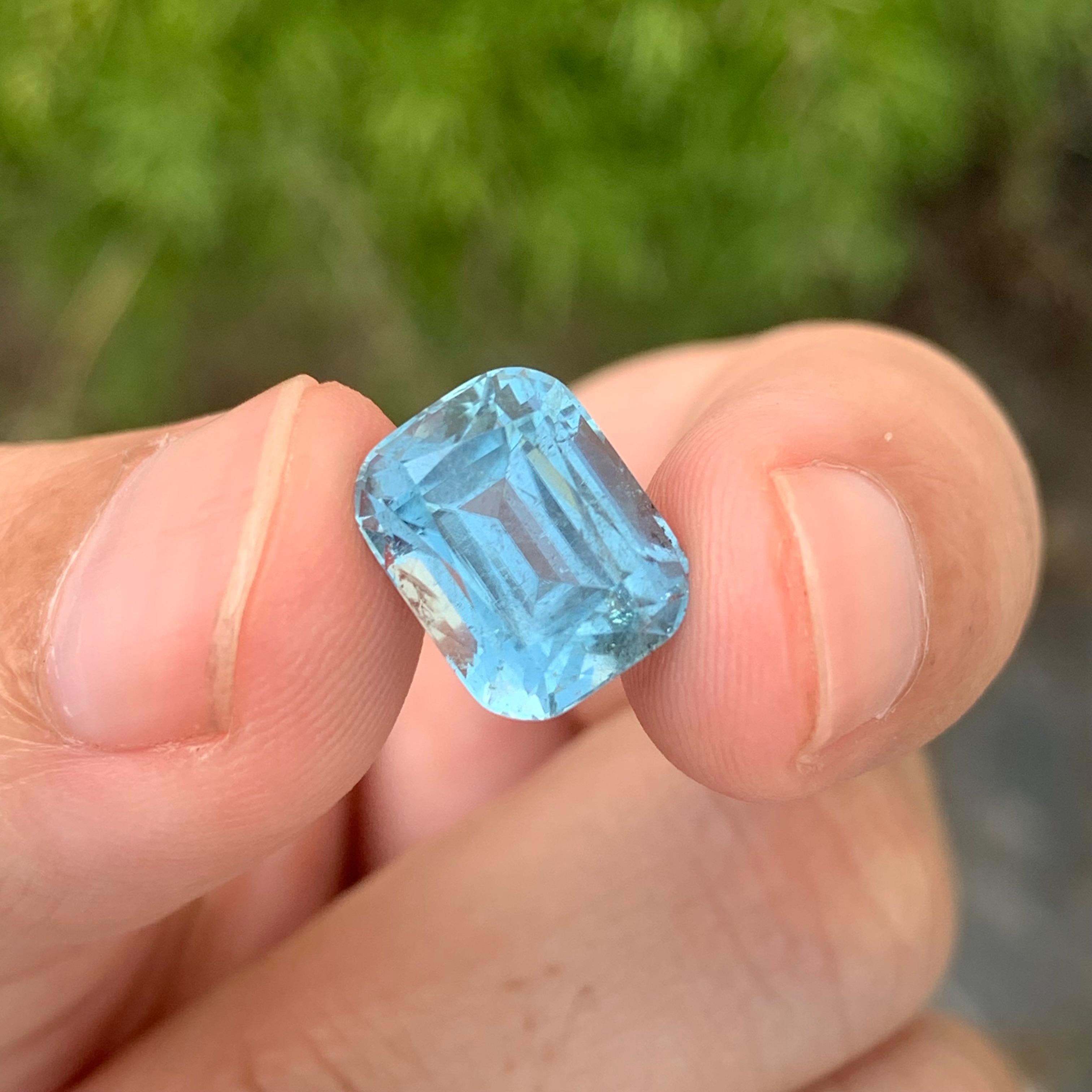 Rare Color 6.50 Carat Natural Loose Seafoam Tourmaline Cushion Shape Gem For Sale 6