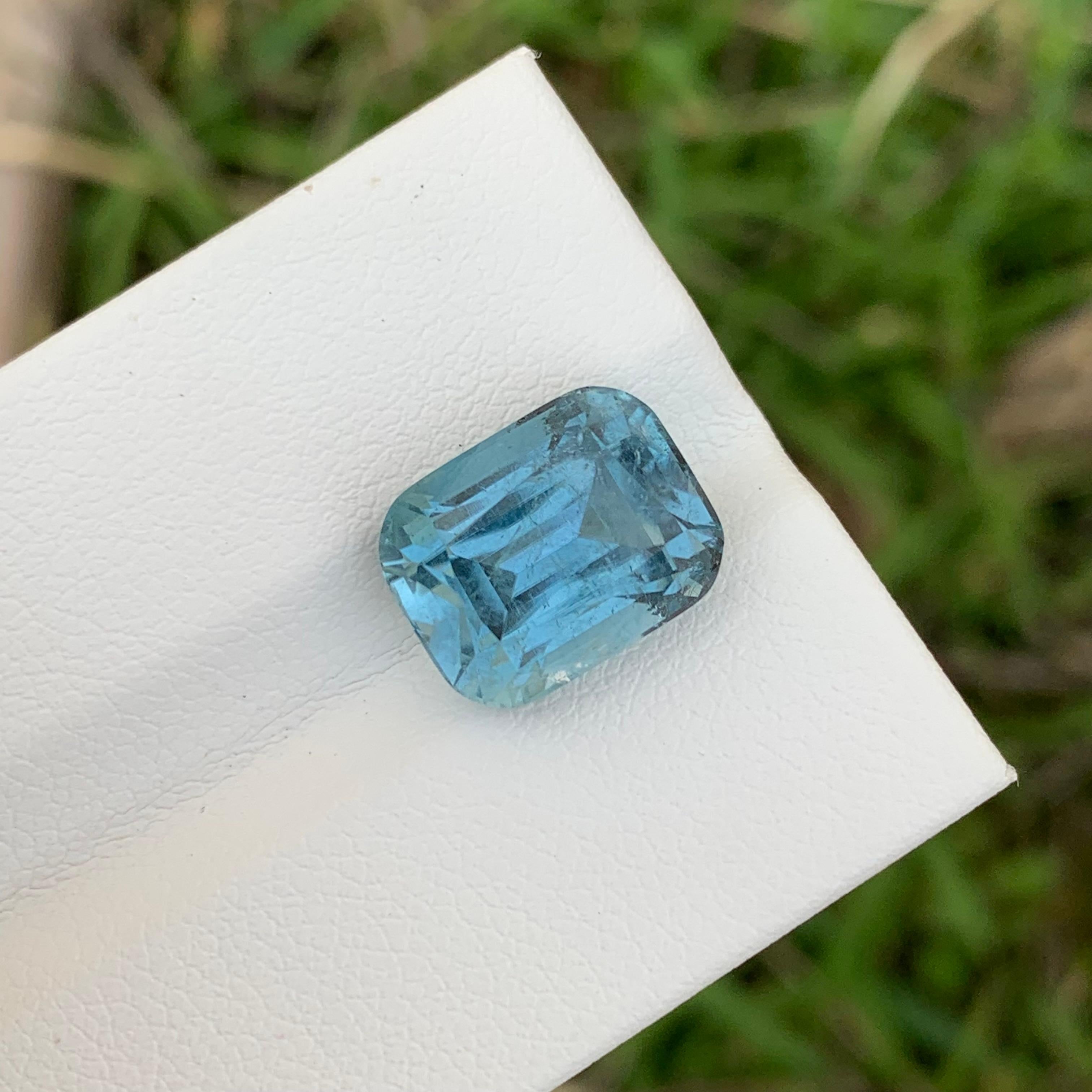 Rare Color 6.50 Carat Natural Loose Seafoam Tourmaline Cushion Shape Gem For Sale 7