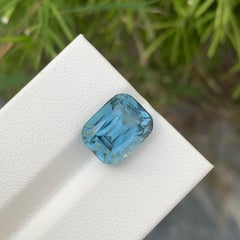 Rare Color 6.50 Carat Natural Loose Seafoam Tourmaline Cushion Shape Gem