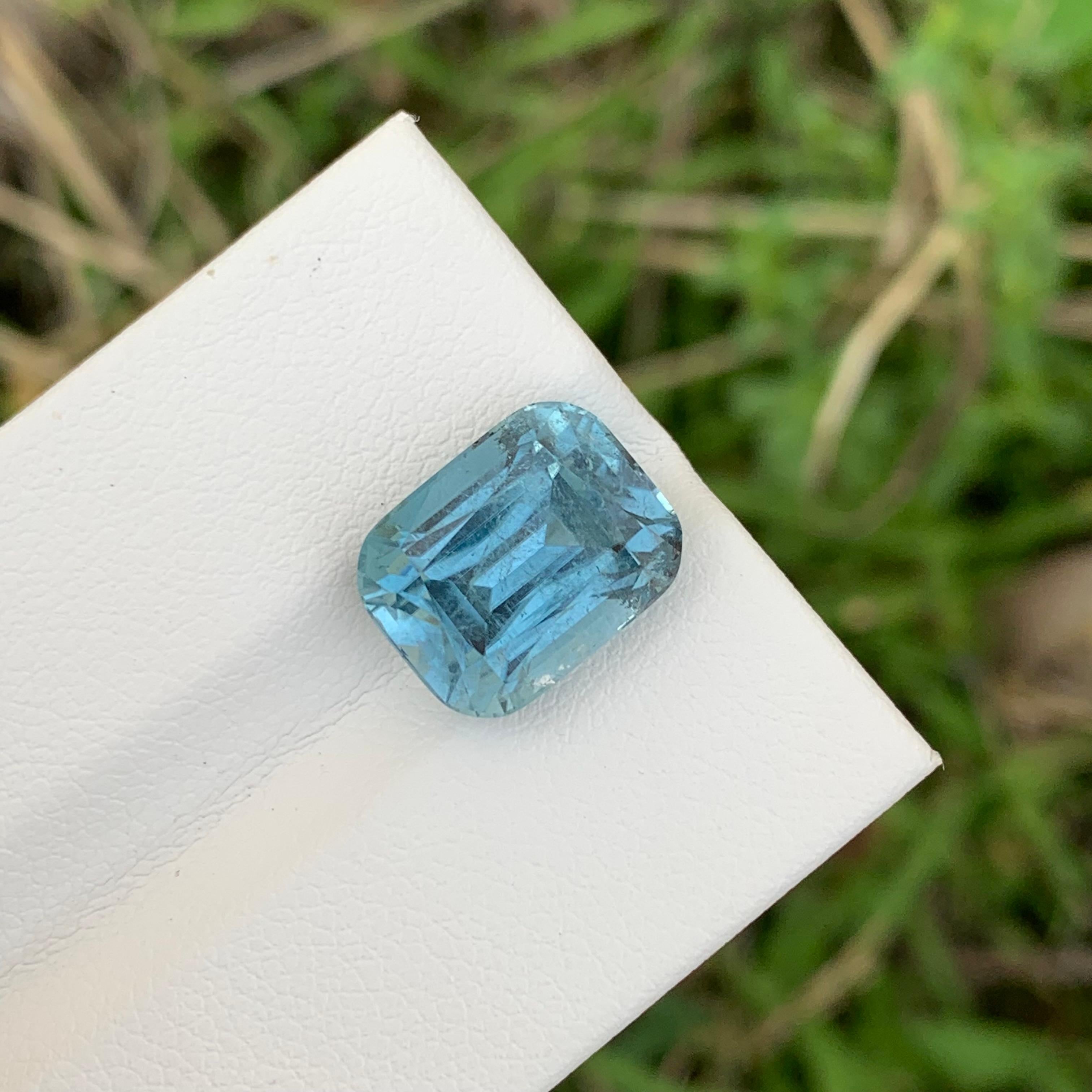 Arts and Crafts Rare Color 6.50 Carat Natural Loose Seafoam Tourmaline Cushion Shape Gem For Sale