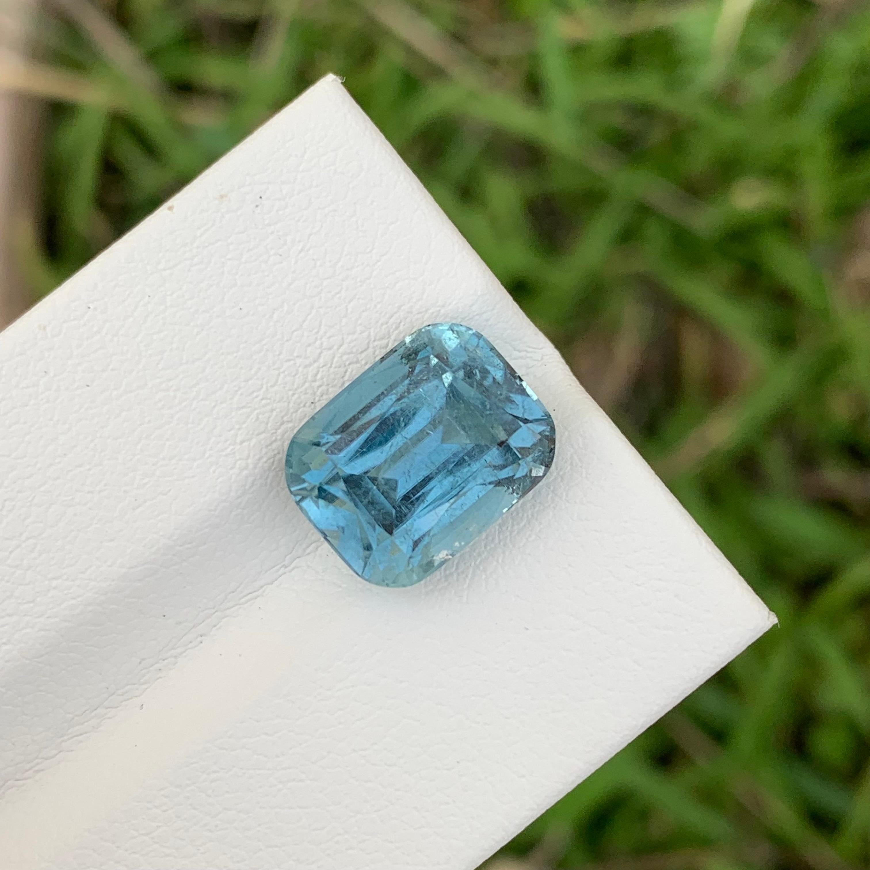 Cushion Cut Rare Color 6.50 Carat Natural Loose Seafoam Tourmaline Cushion Shape Gem For Sale