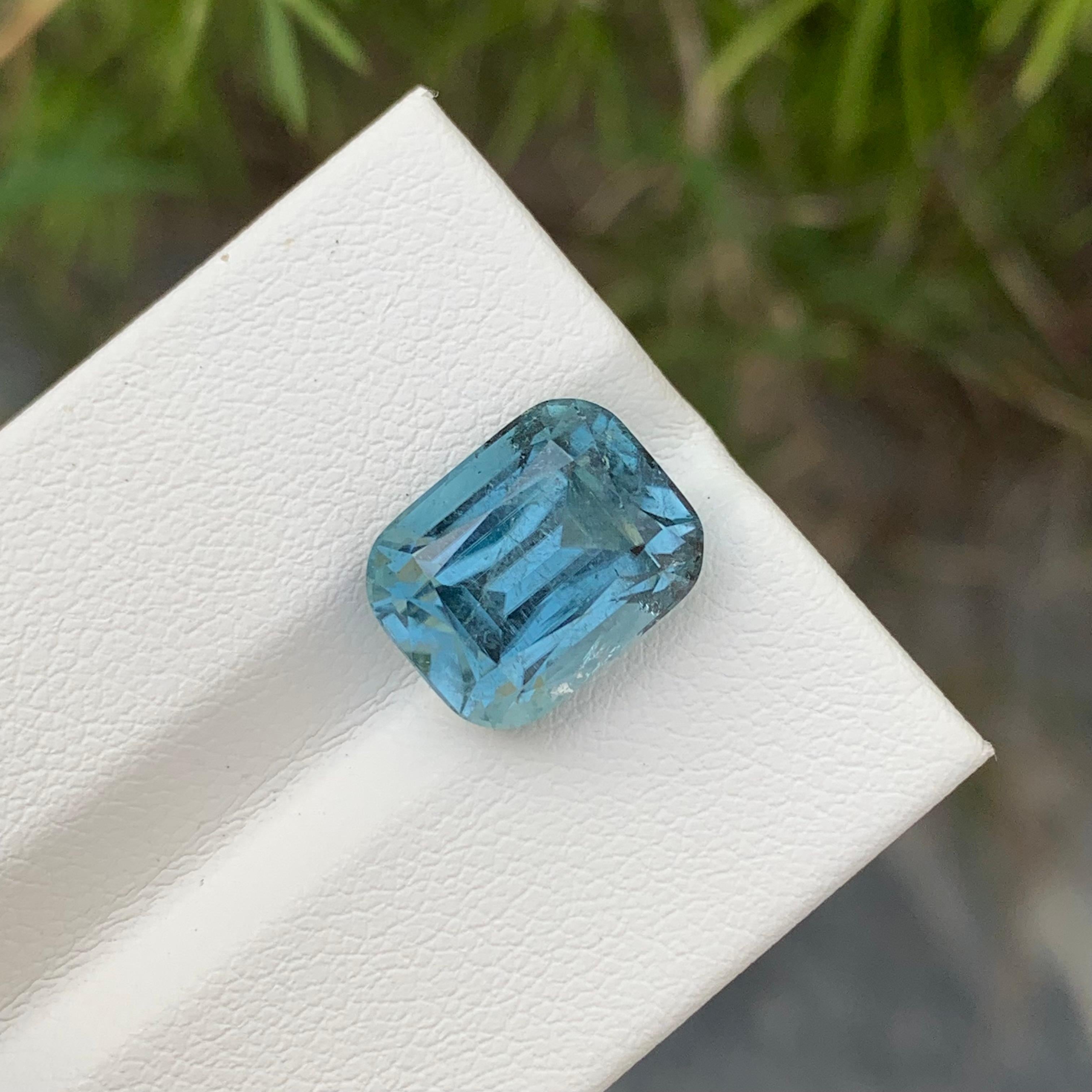 Rare Color 6.50 Carat Natural Loose Seafoam Tourmaline Cushion Shape Gem For Sale 1