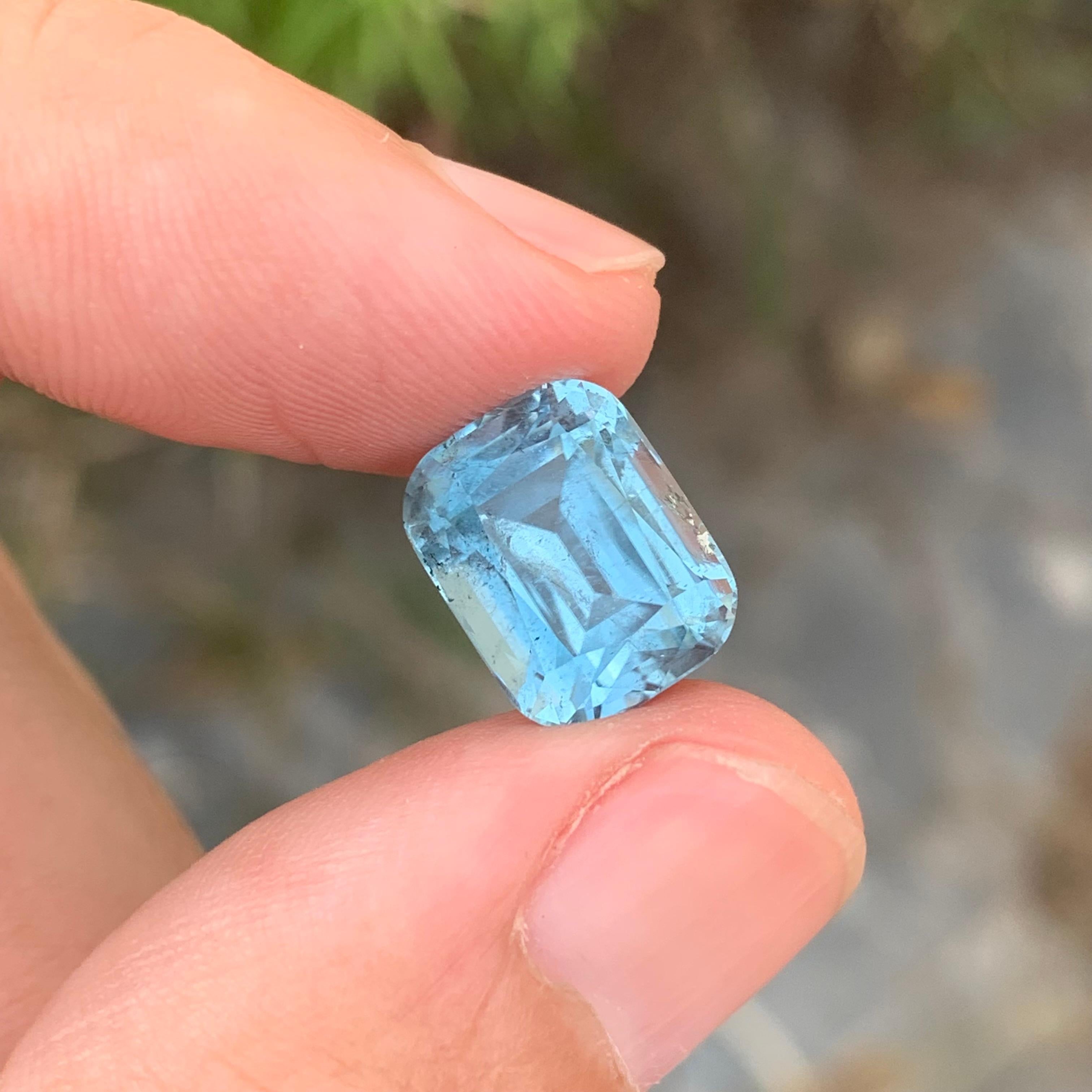 Rare Color 6.50 Carat Natural Loose Seafoam Tourmaline Cushion Shape Gem For Sale 2
