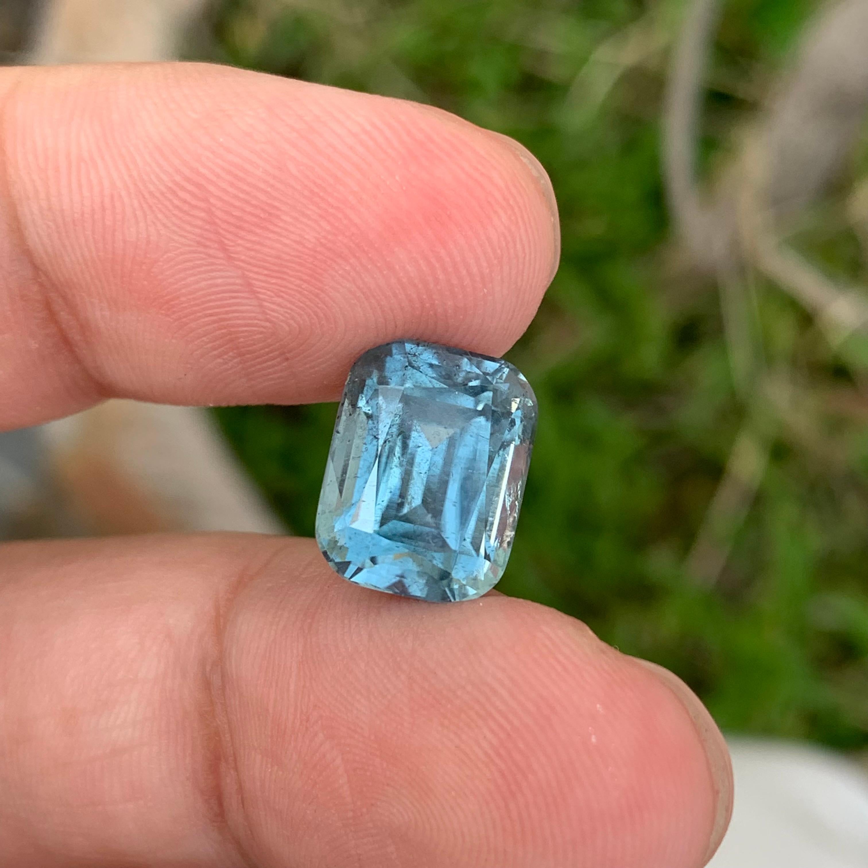 Rare Color 6.50 Carat Natural Loose Seafoam Tourmaline Cushion Shape Gem For Sale 3