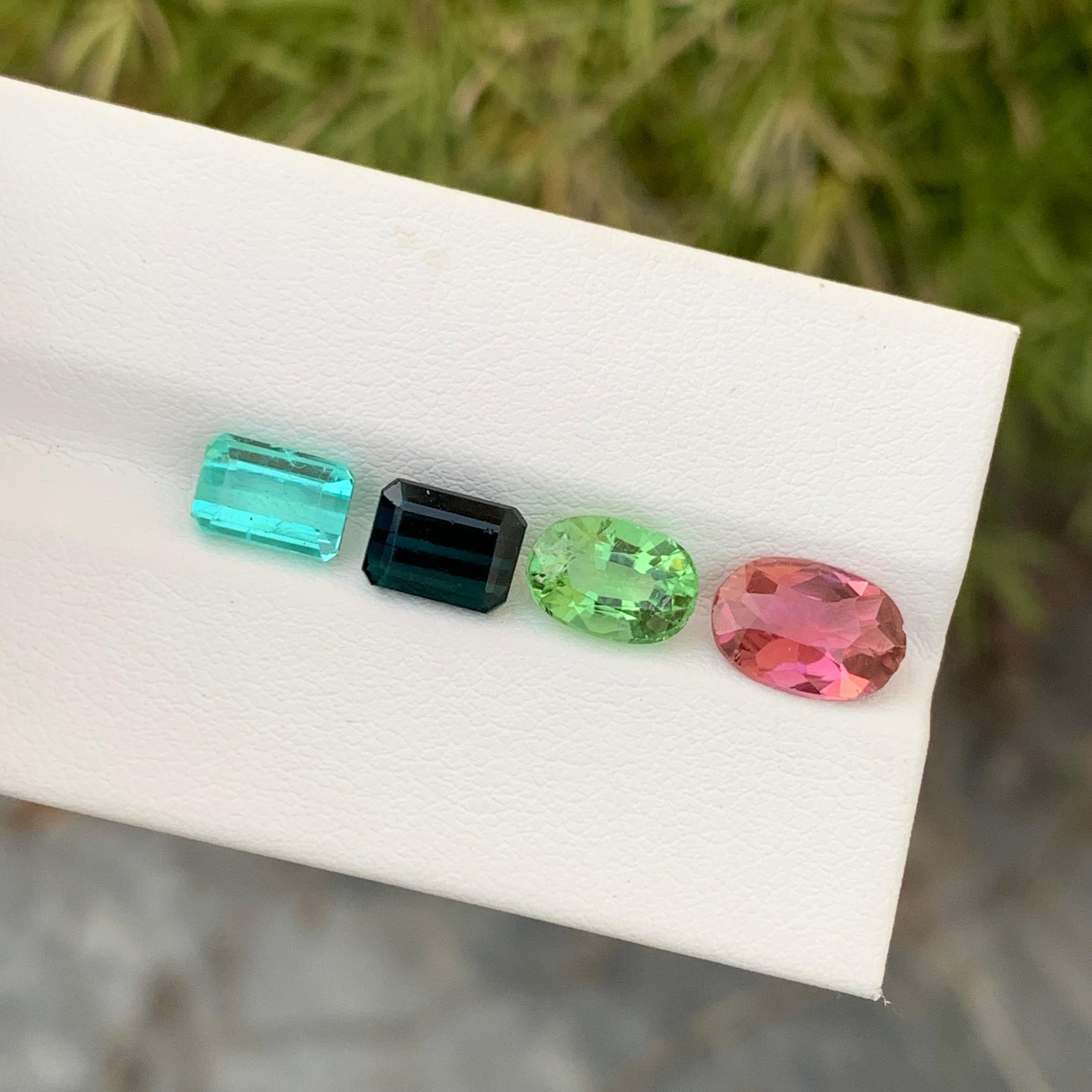 6,50 Karat natürlicher loser Turmalin Set Multi Form Edelstein für Schmuckherstellung im Angebot 5