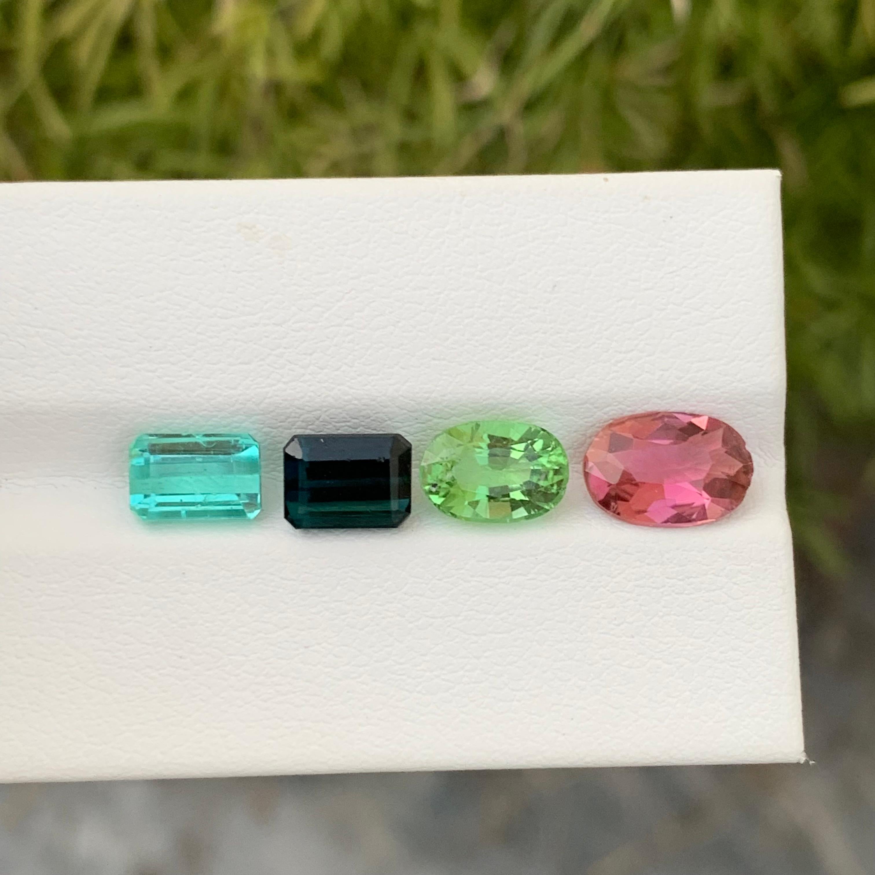 Set aus losem Turmalin 

Gewicht: 6,50 Karat
Größe: 1,45 bis 1,80 Karat 
Farbe: Mehrfarbig 
Herkunft: Afghanistan
Zertifikat: Auf Anfrage
Behandlung: Nicht

Der Turmalin ist ein faszinierender Edelstein, der für seine bemerkenswerte Farbvielfalt