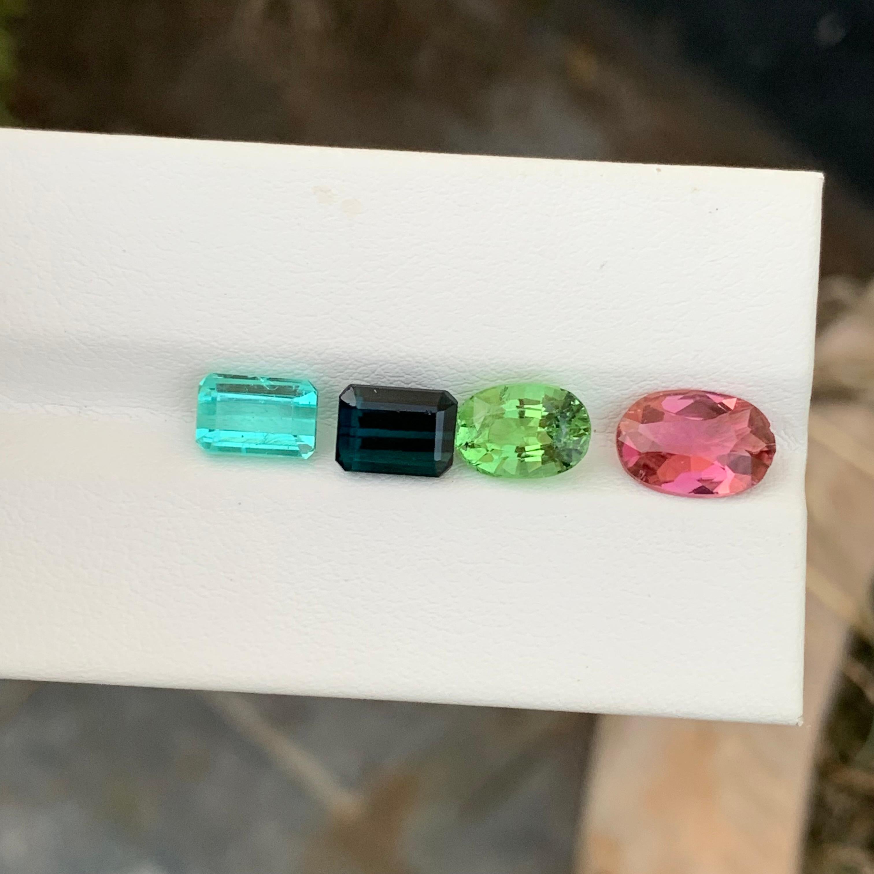 6,50 Karat natürlicher loser Turmalin Set Multi Form Edelstein für Schmuckherstellung (Gemischter Schliff) im Angebot