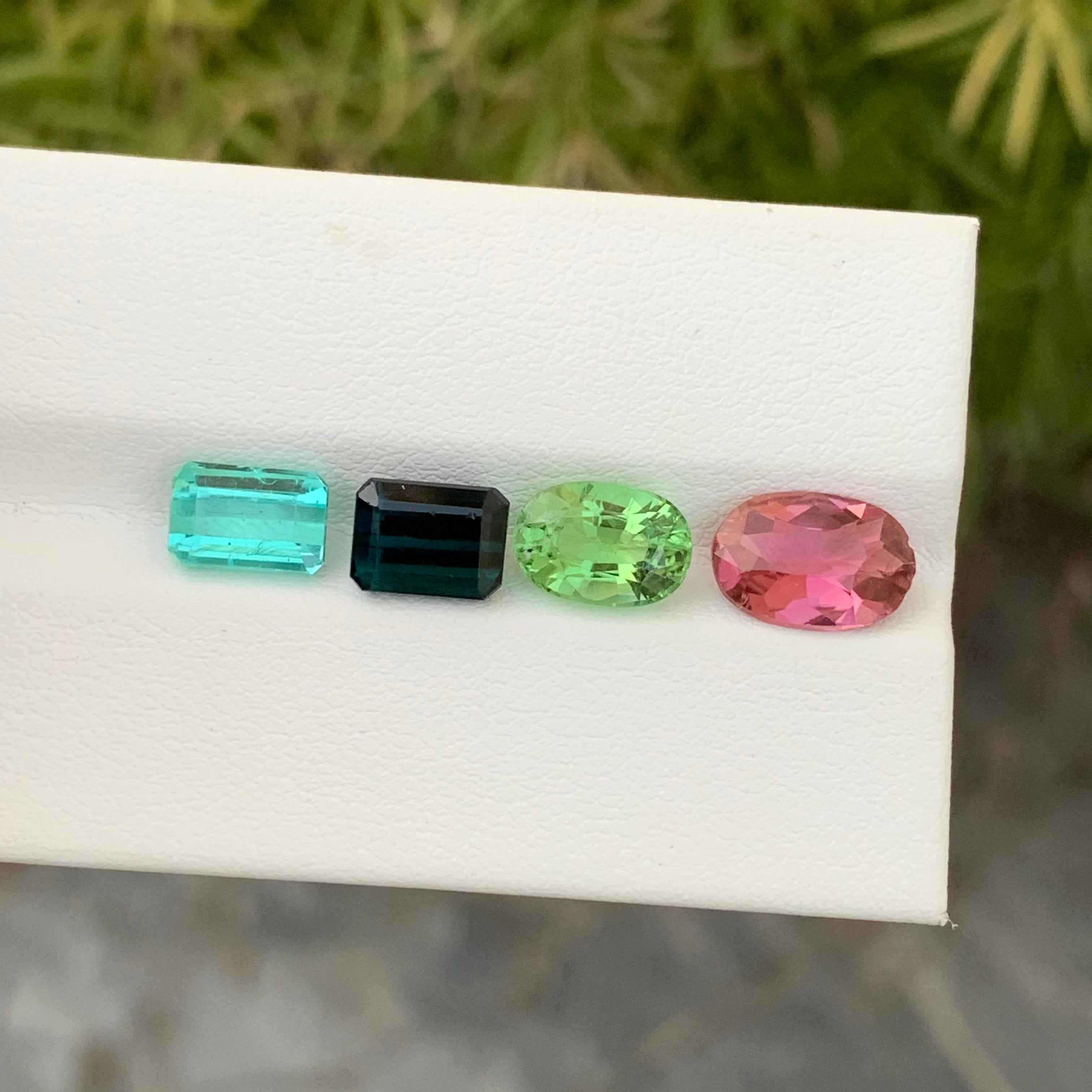 Women's or Men's 6.50 Carat Natural Loose Tourmaline Set Multi Shape Gem For Jewellery Making  For Sale