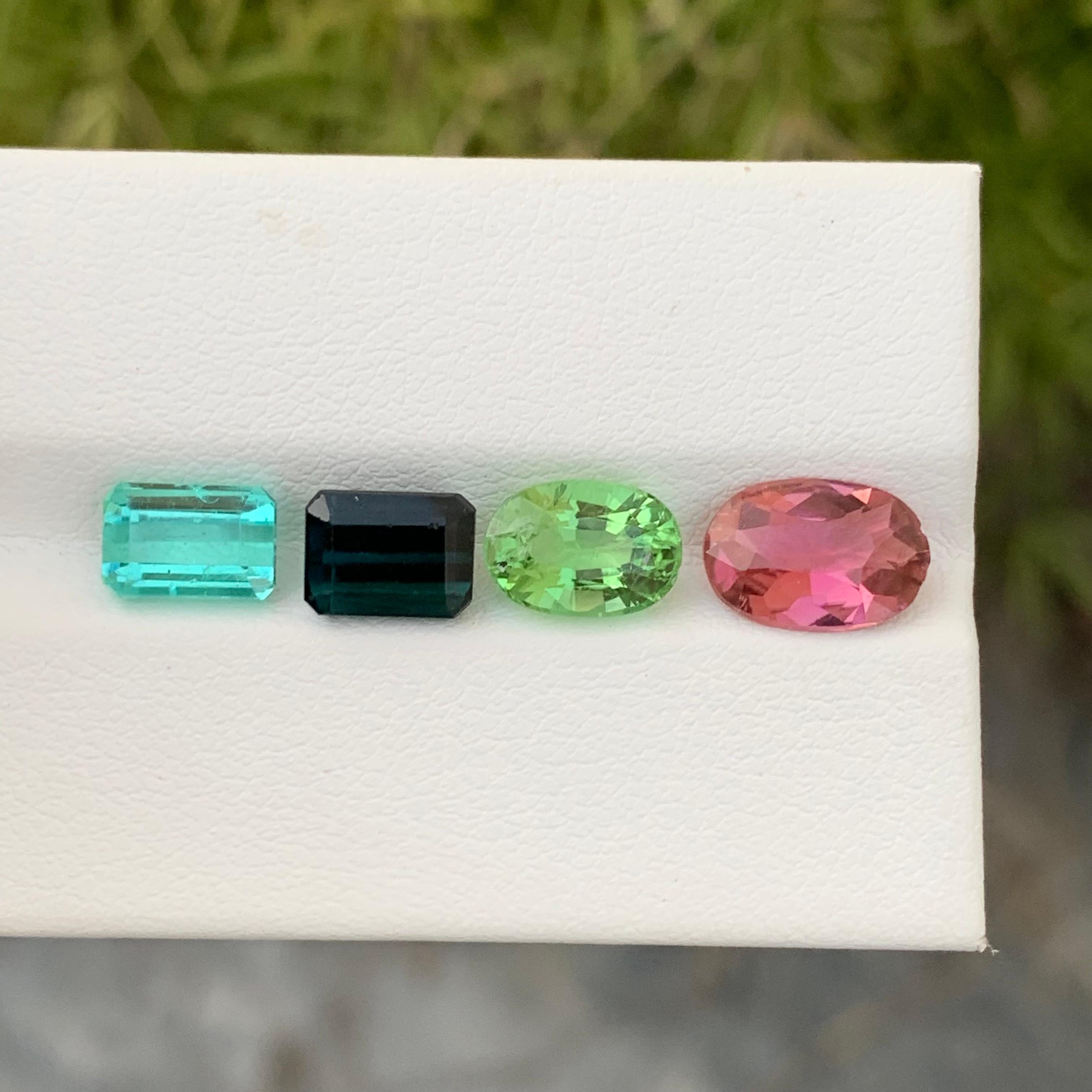 6.50 Carat Natural Loose Tourmaline Set Multi Shape Gem For Jewellery Making  For Sale 1