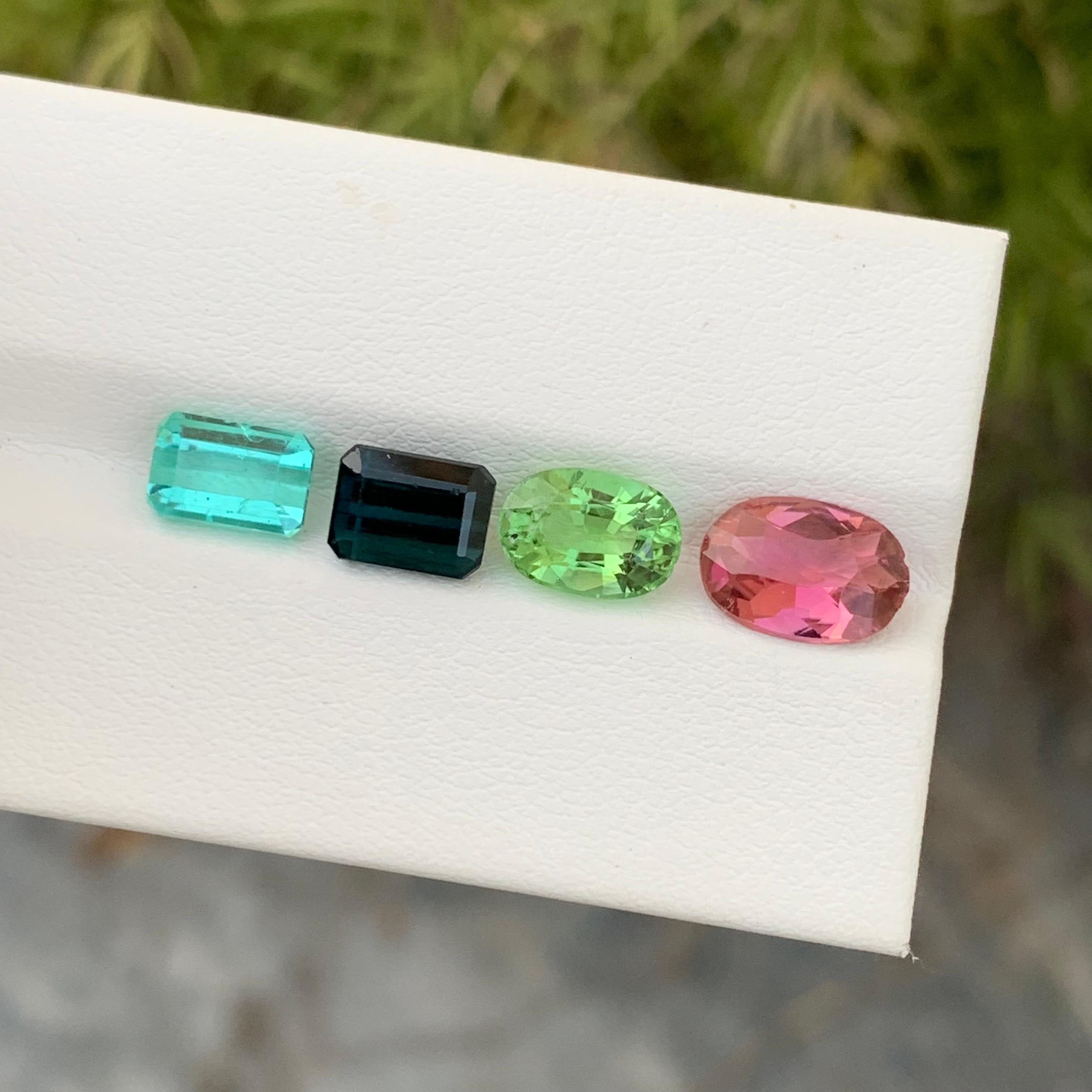 6.50 Carat Natural Loose Tourmaline Set Multi Shape Gem For Jewellery Making  For Sale 2