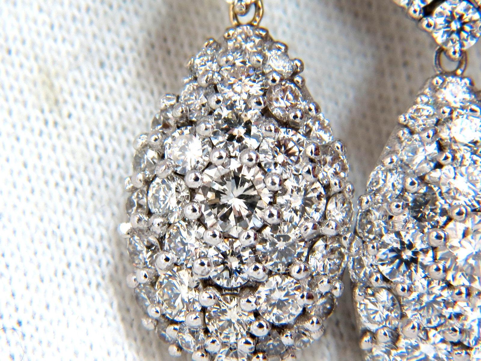Victorian 6.50 Carat Natural Round Diamonds Dangle Pear Cocktail Cluster Earrings For Sale