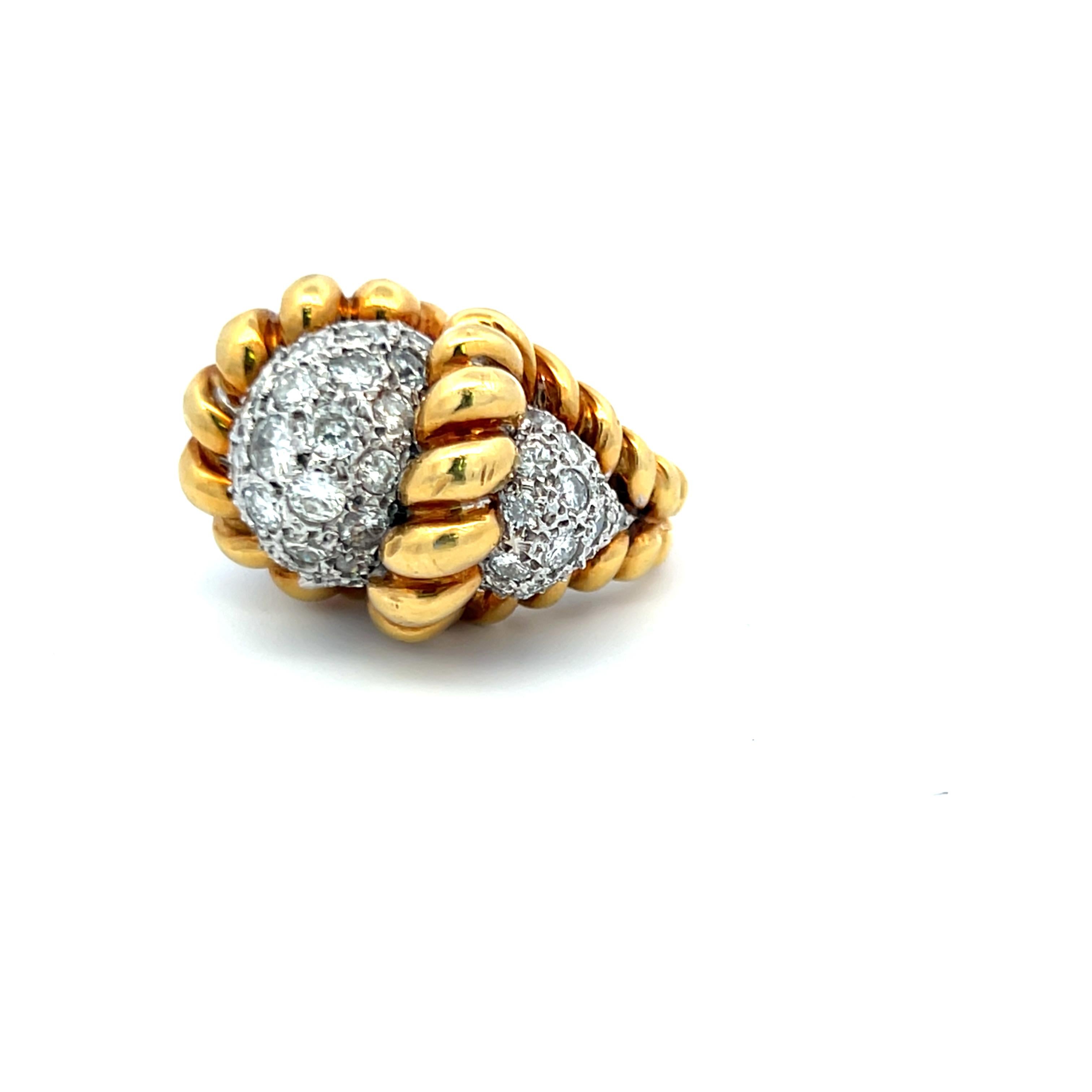 6.50 Carat Old European Cut Diamond 18 Karat Two Tone Gold Cocktail Ring 3