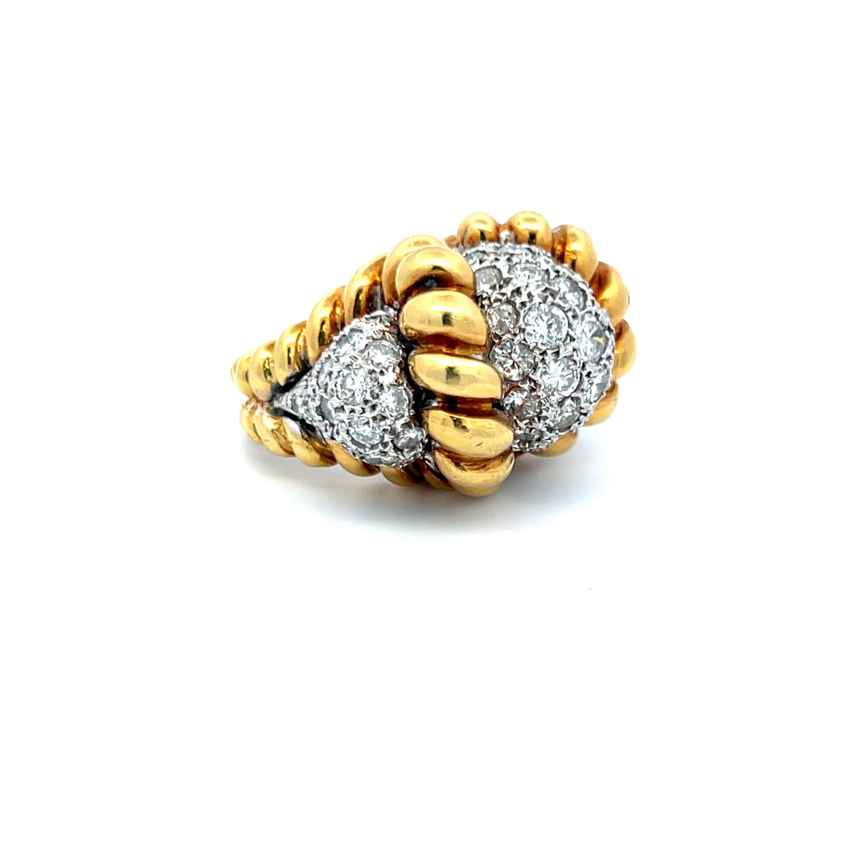 6.50 Carat Old European Cut Diamond 18 Karat Two Tone Gold Cocktail Ring 4