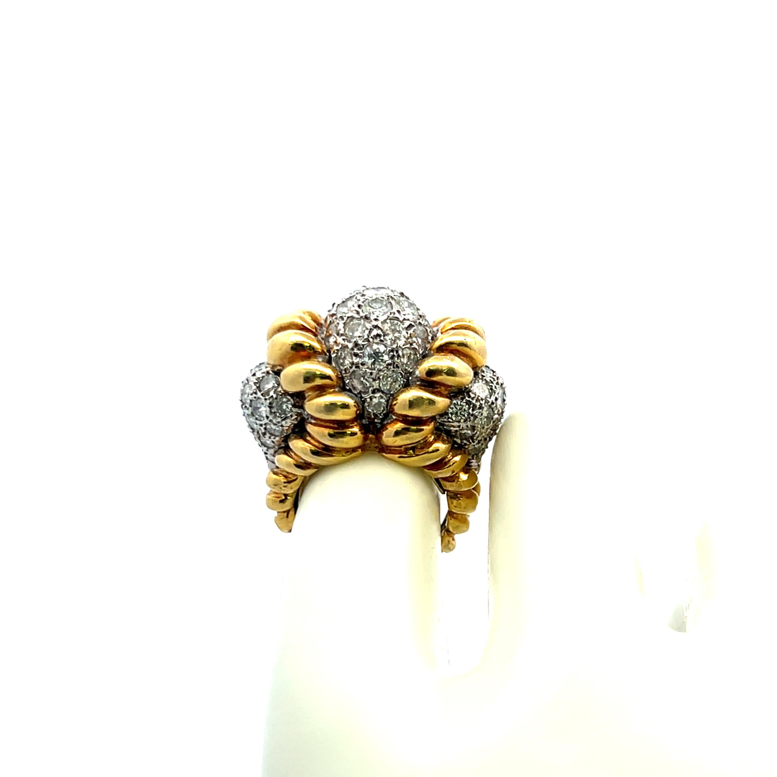 6.50 Carat Old European Cut Diamond 18 Karat Two Tone Gold Cocktail Ring 5