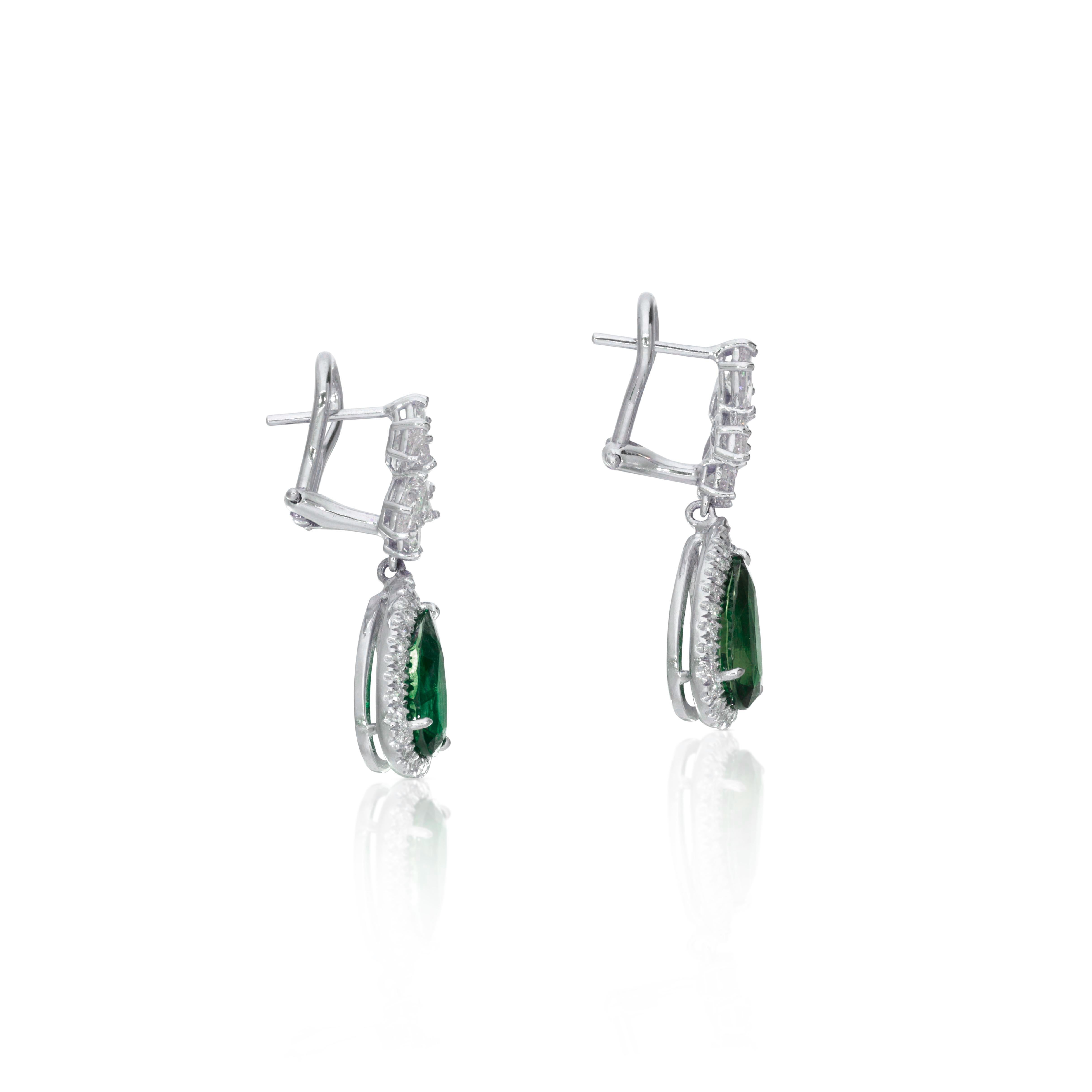 Modern 6.50 Carat Pear Cut Diamond Earrings For Sale