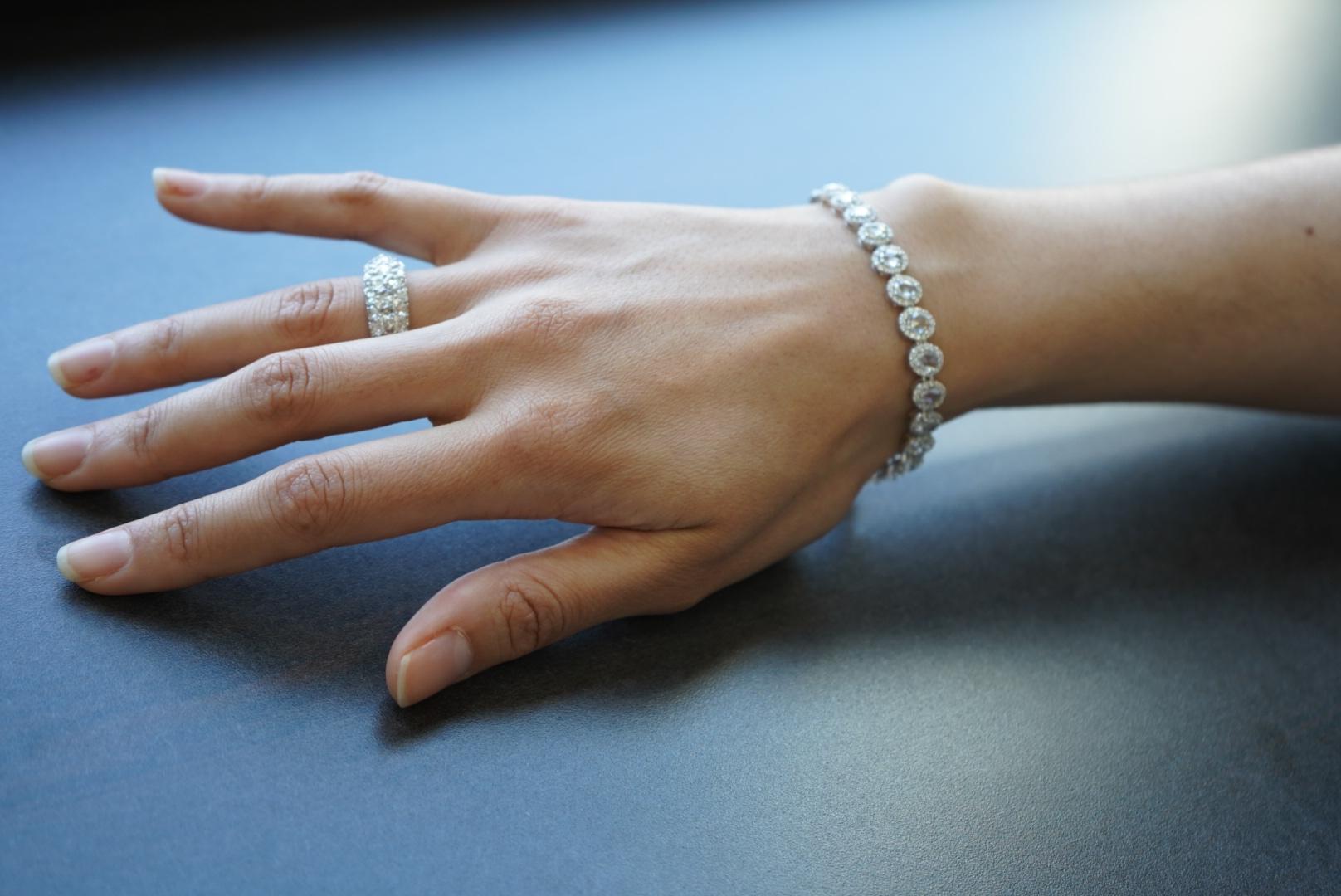 Taille rose Bracelet de tennis Halo avec diamant taille rose et diamant taille brillant de 6,50 carats en vente