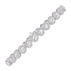 Tennis-Halo-Armband mit 6,50 Karat Diamanten im Rosenschliff und rundem Diamanten im Brillantschliff