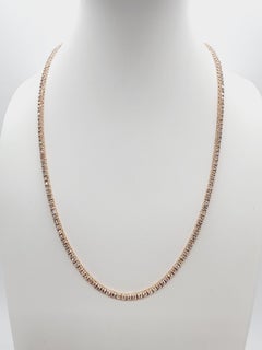 6.50 Carat Round Brilliant Cut Diamond Tennis Necklace 14 Karat Rose Gold 16''