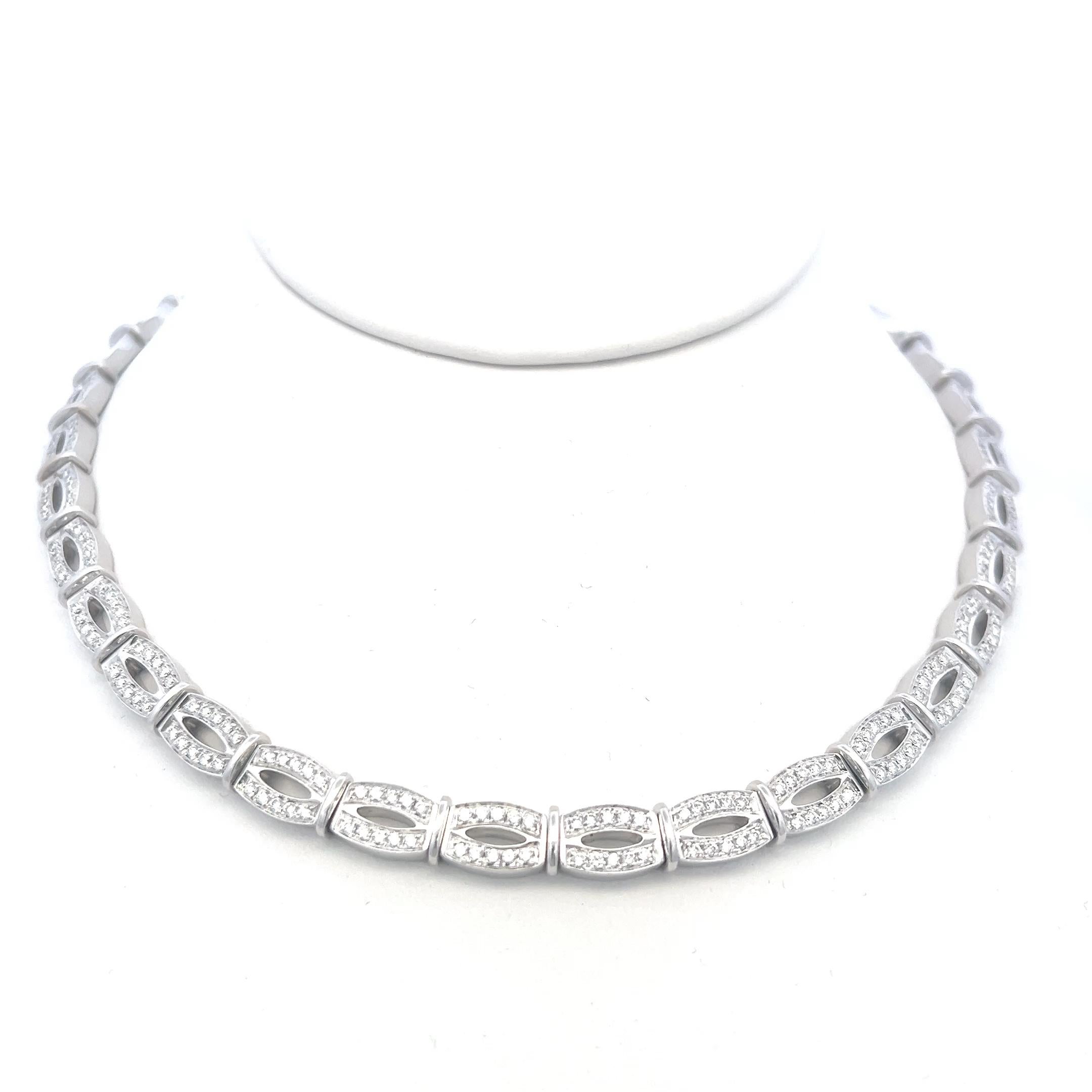 Collier à maillons en or blanc 18 carats avec diamants ronds brillants G VS de 6,50 carats Bon état - En vente à New York, NY