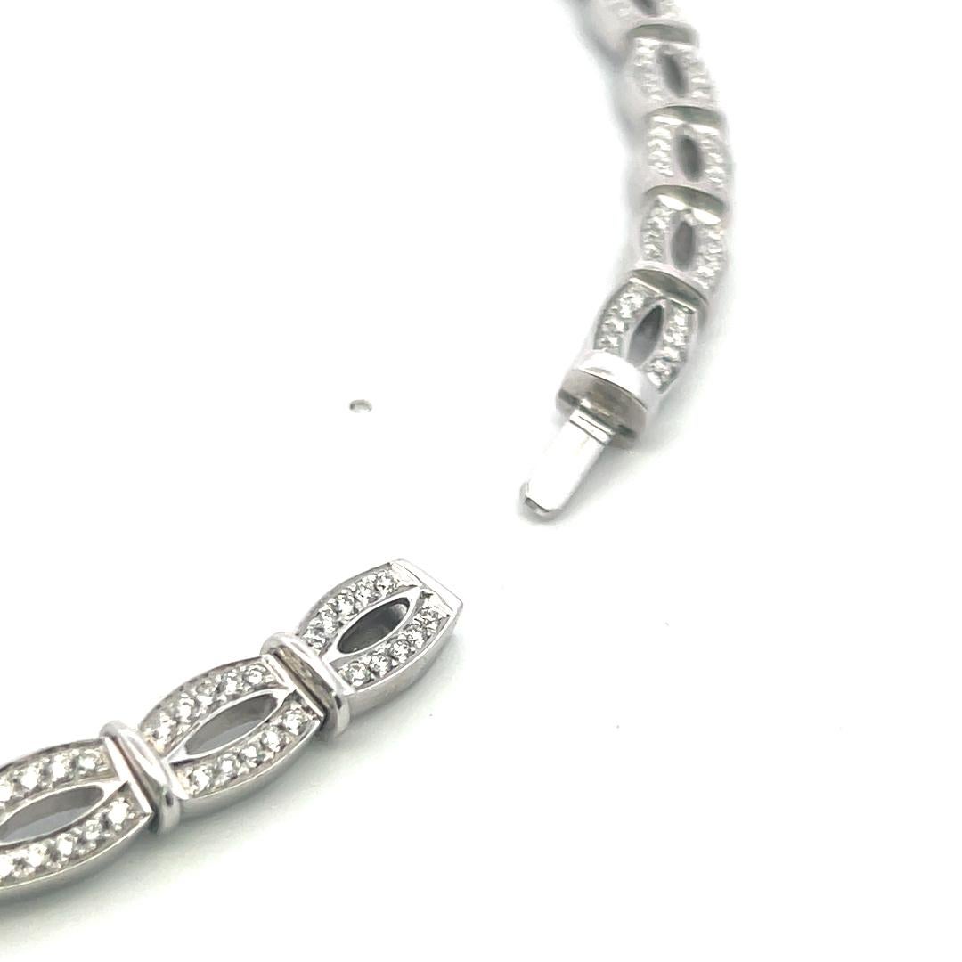 Collier à maillons en or blanc 18 carats avec diamants ronds brillants G VS de 6,50 carats en vente 1