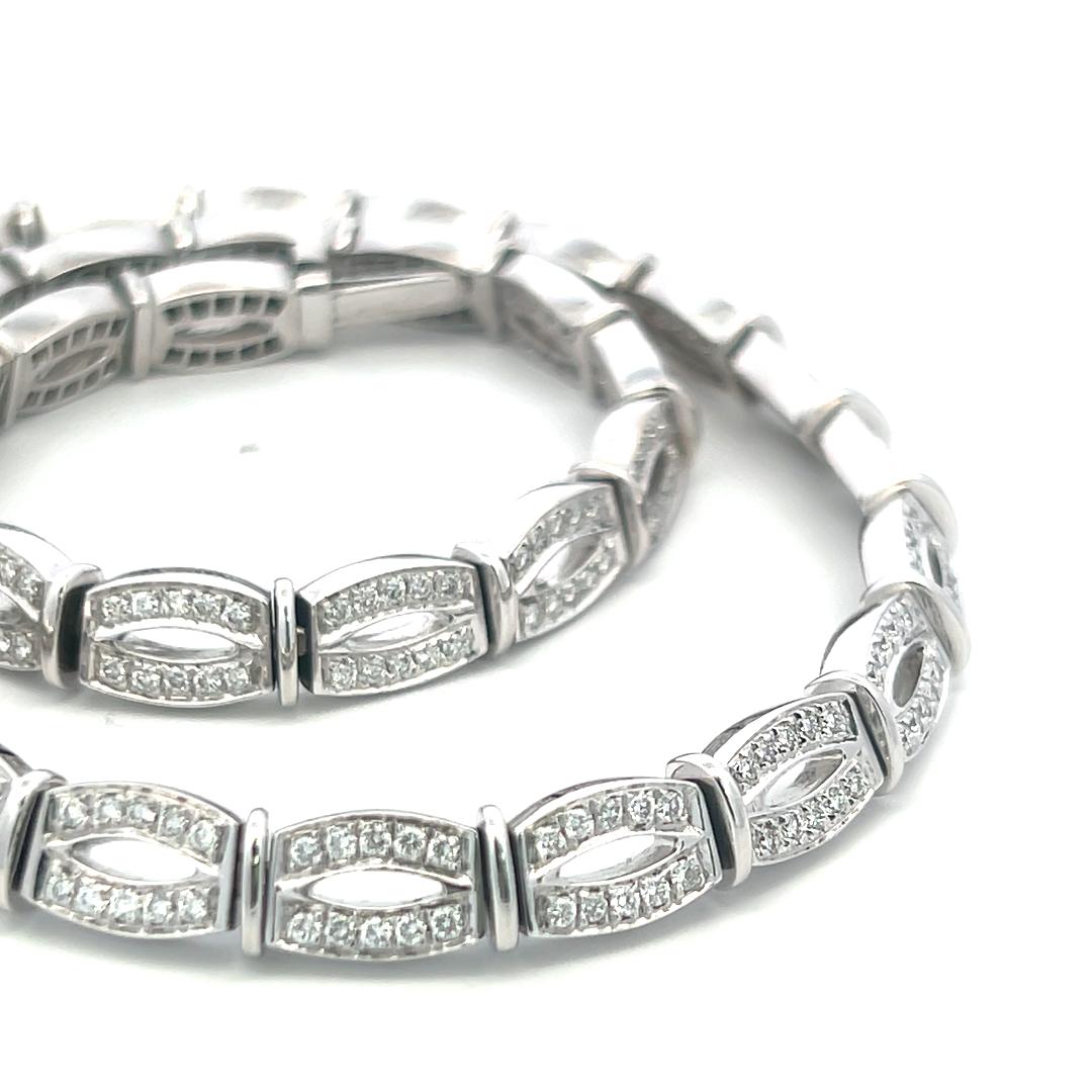 Collier à maillons en or blanc 18 carats avec diamants ronds brillants G VS de 6,50 carats en vente 3