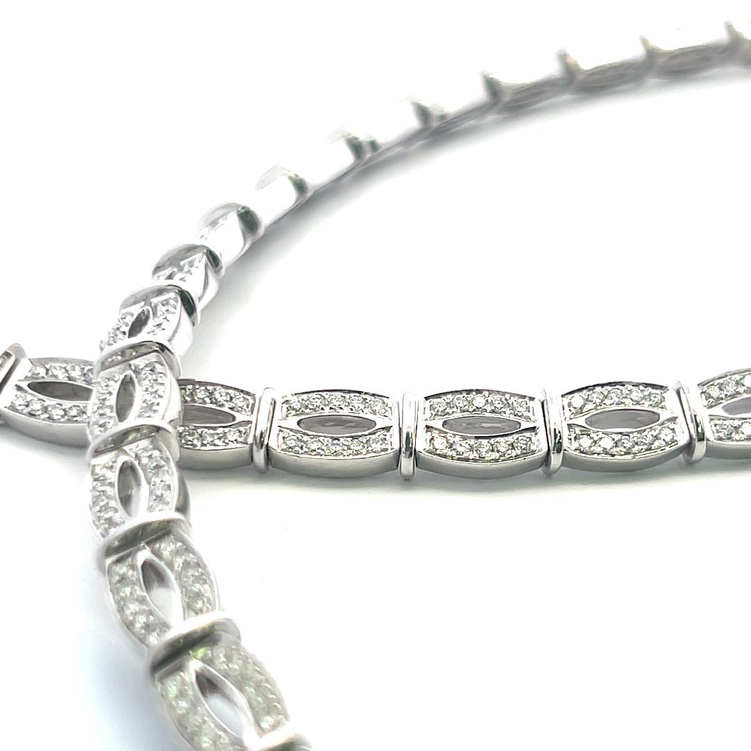 Collier à maillons en or blanc 18 carats avec diamants ronds brillants G VS de 6,50 carats en vente 4