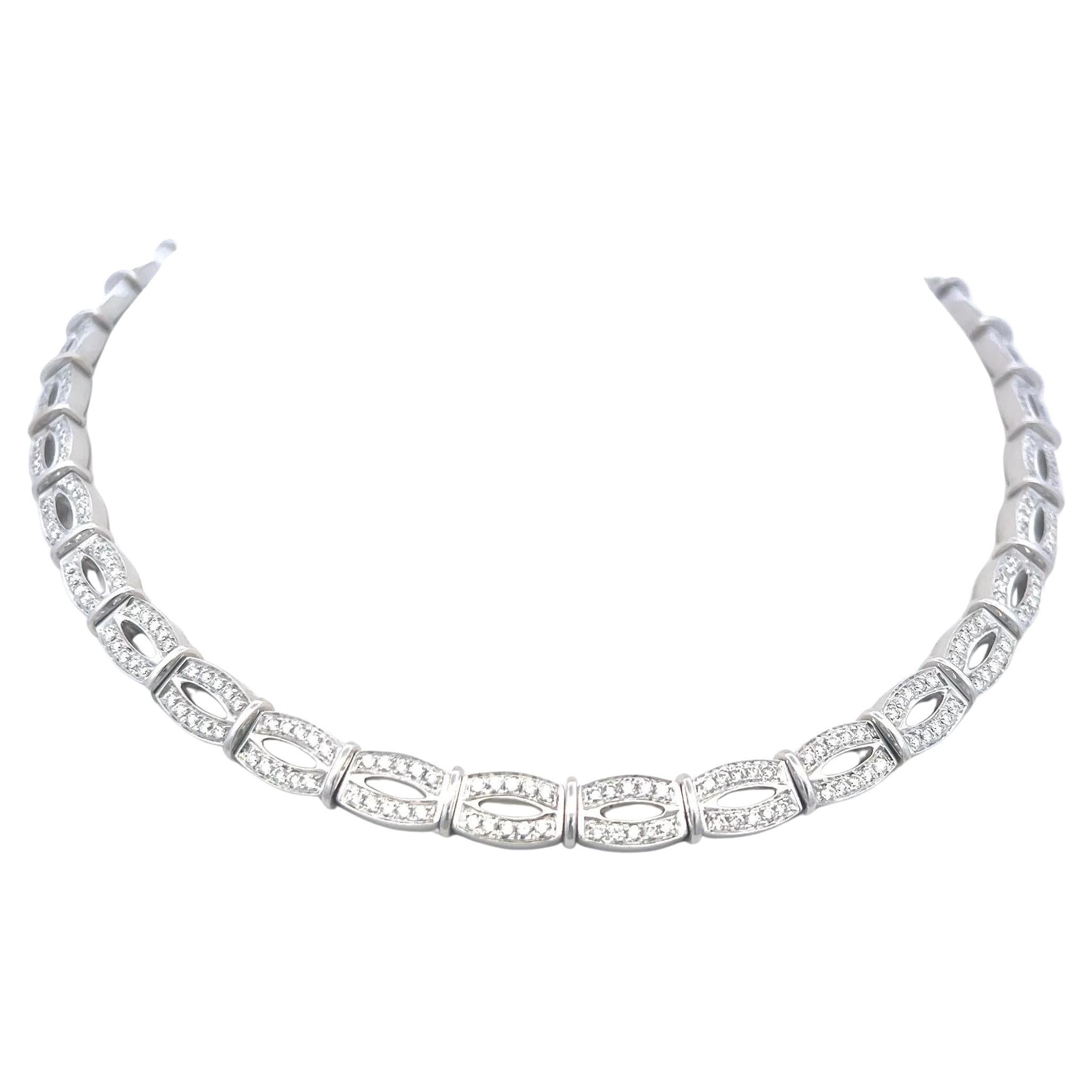 6.50 Carat Round Brilliant G VS Diamond 18 Karat White Gold Link Necklace