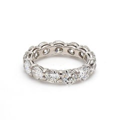 6.50 Carat Round Brilliant G VS2 Diamond Platinum Eternity Band Ring
