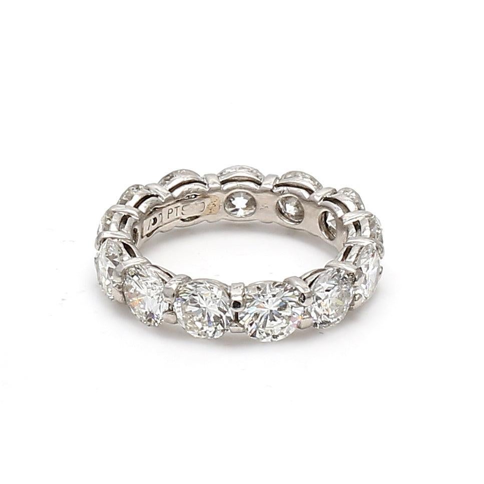 6,50 Karat Runder Brillant G VS2 Diamant Weiß Platin Band Ring im Zustand „Gut“ im Angebot in New York, NY
