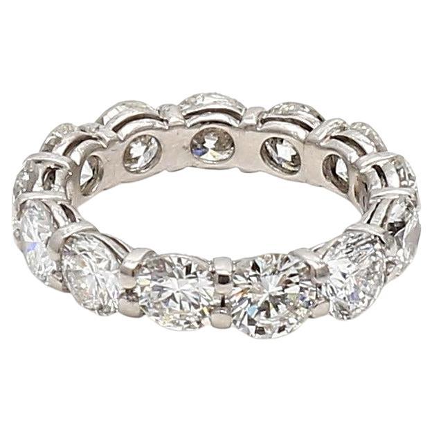 6.50 Carat Round Brilliant G VS2 Diamond White Platinum Band Ring