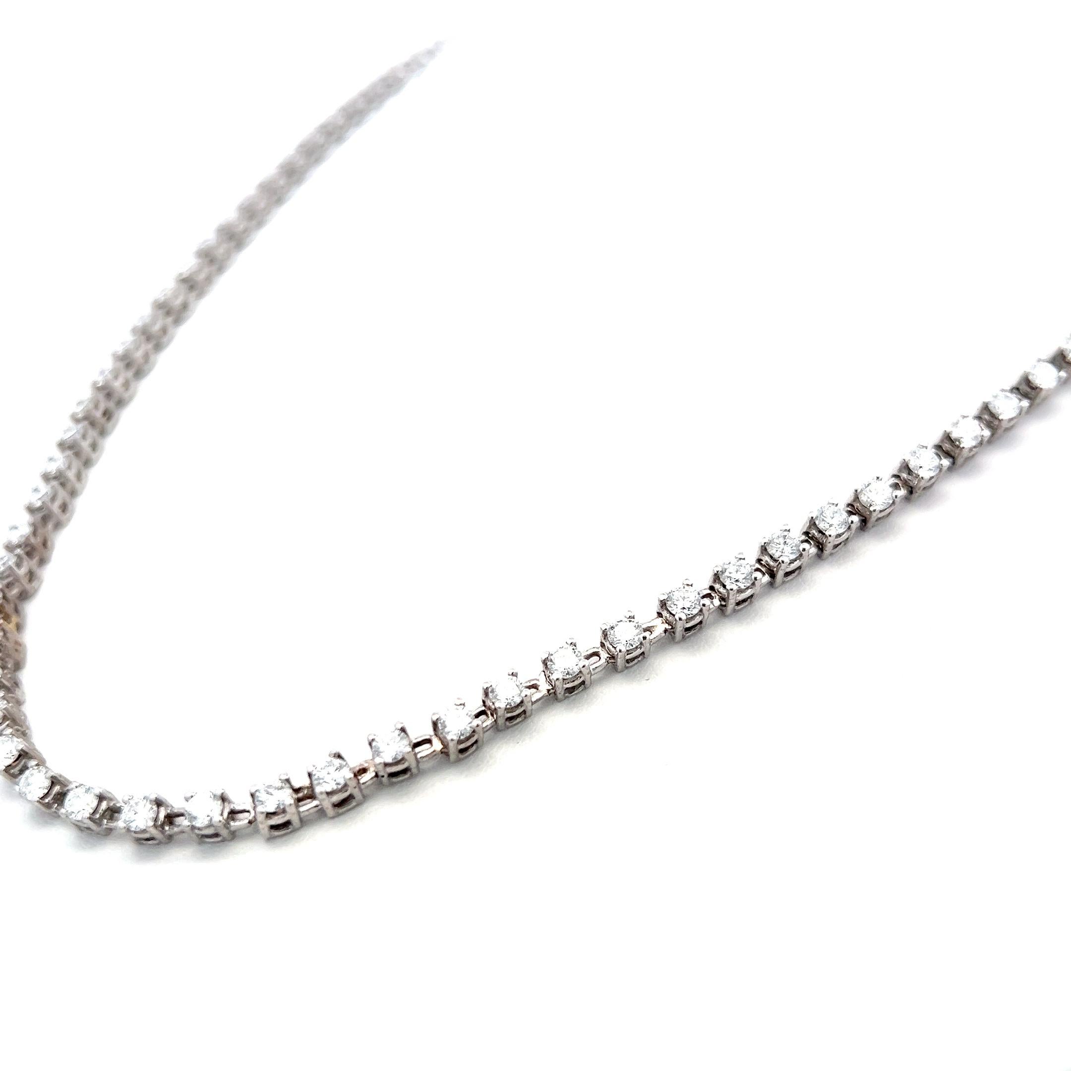 6,50 Karat Runder Brillant H VS Diamant 18 Karat Weißgold Riviera Halskette (Brillantschliff) im Angebot
