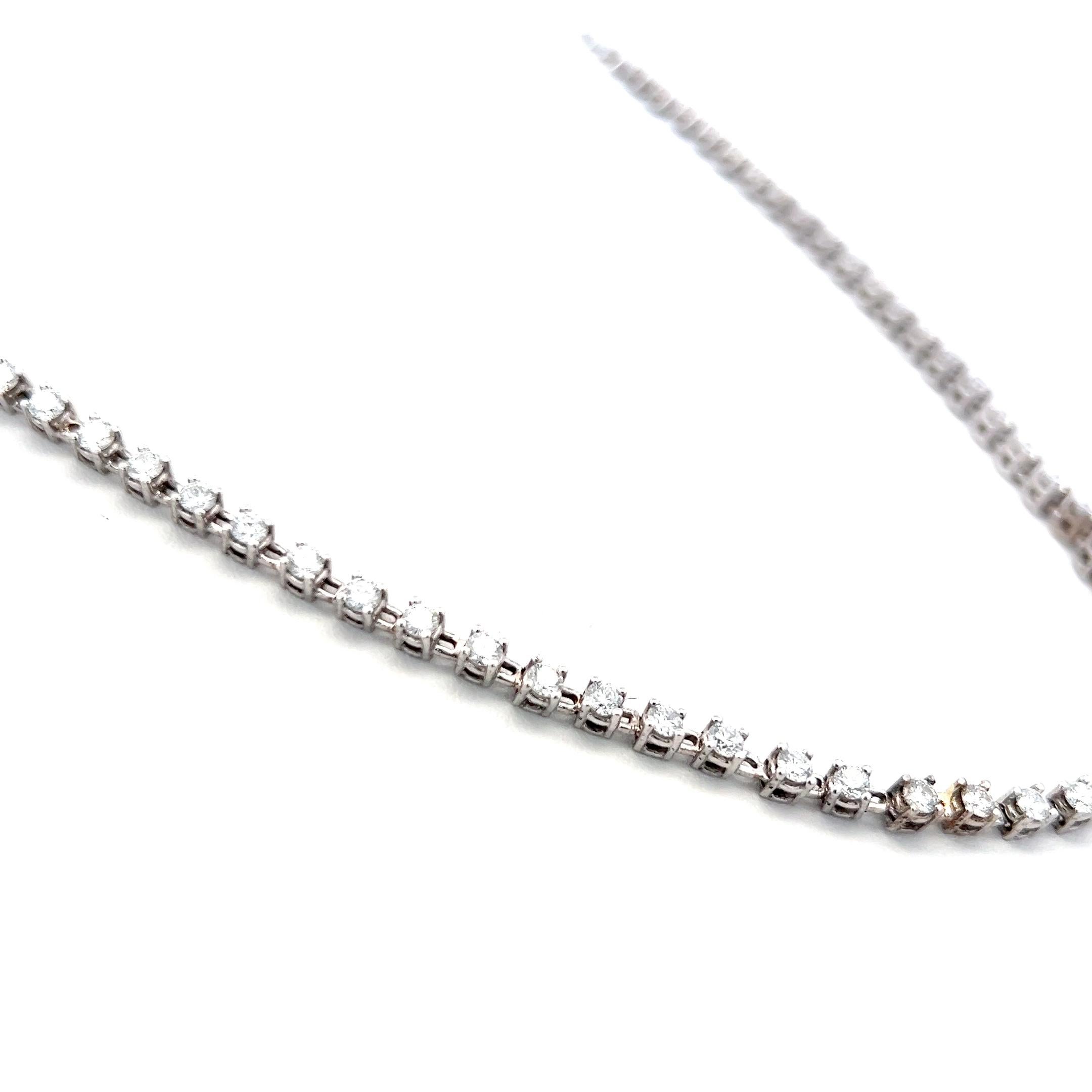 6,50 Karat Runder Brillant H VS Diamant 18 Karat Weißgold Riviera Halskette im Zustand „Gut“ im Angebot in New York, NY