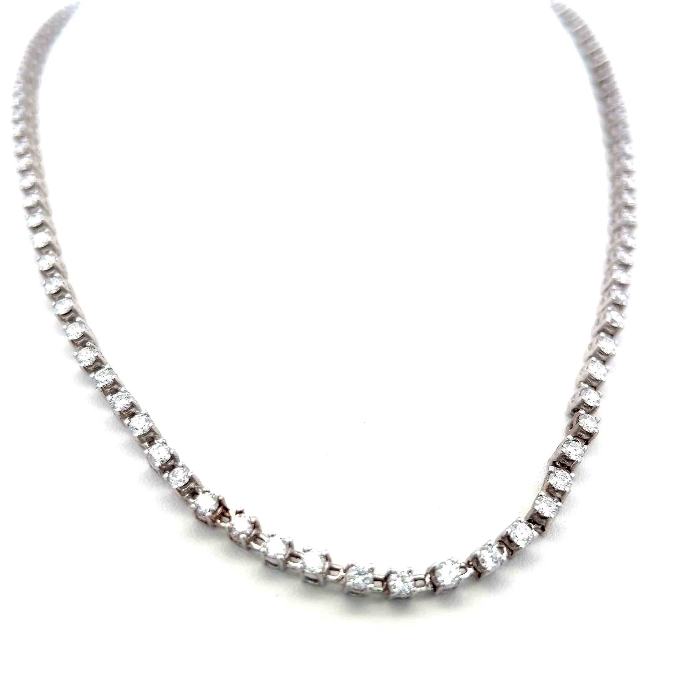 6,50 Karat Runder Brillant H VS Diamant 18 Karat Weißgold Riviera Halskette Damen im Angebot