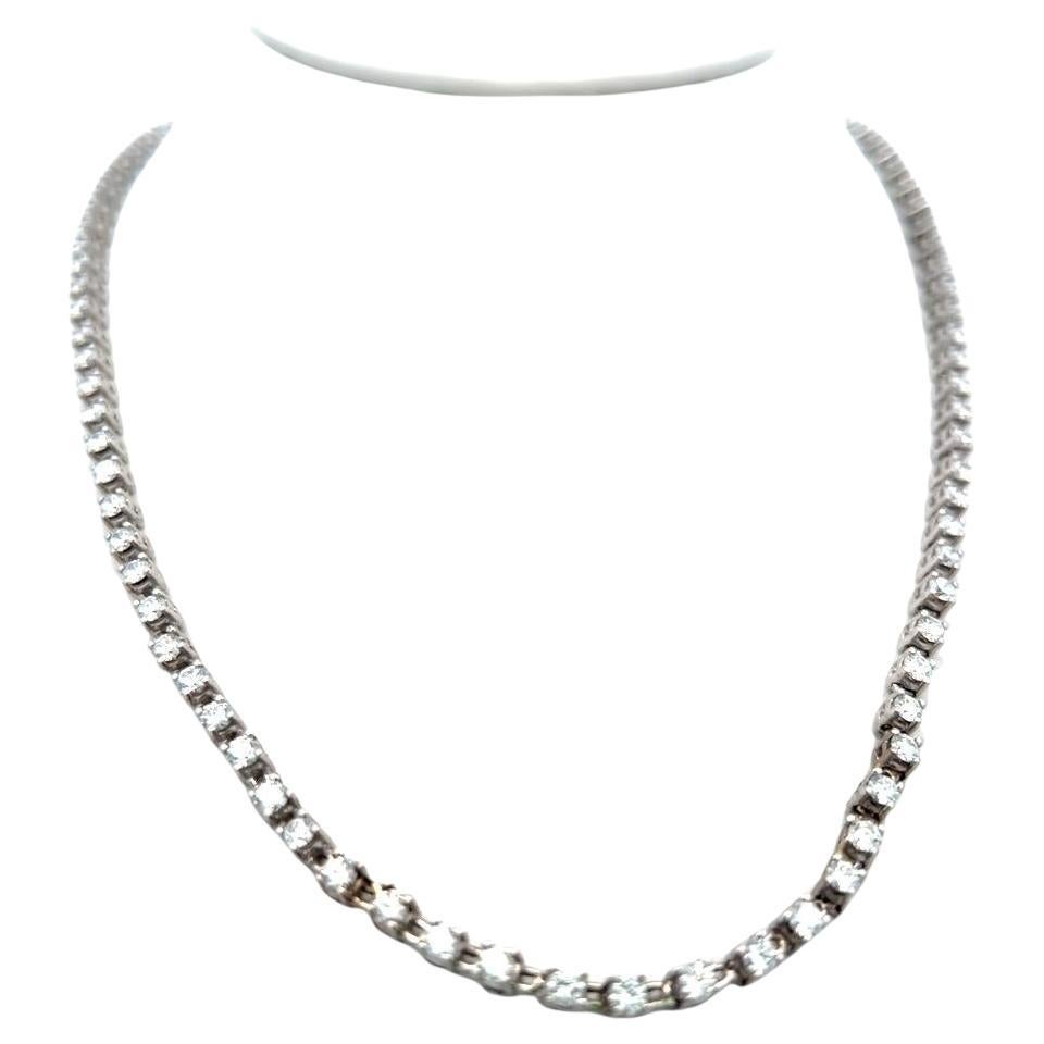 Collier Riviera en or blanc 18 carats de 6,50 carats de diamants ronds Brilliante H VS